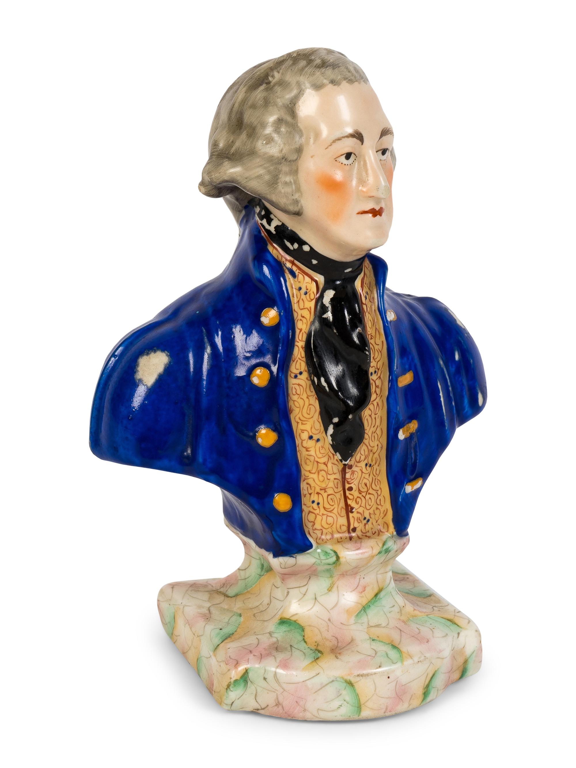 A Staffordshire Pottery Bust of George Washington