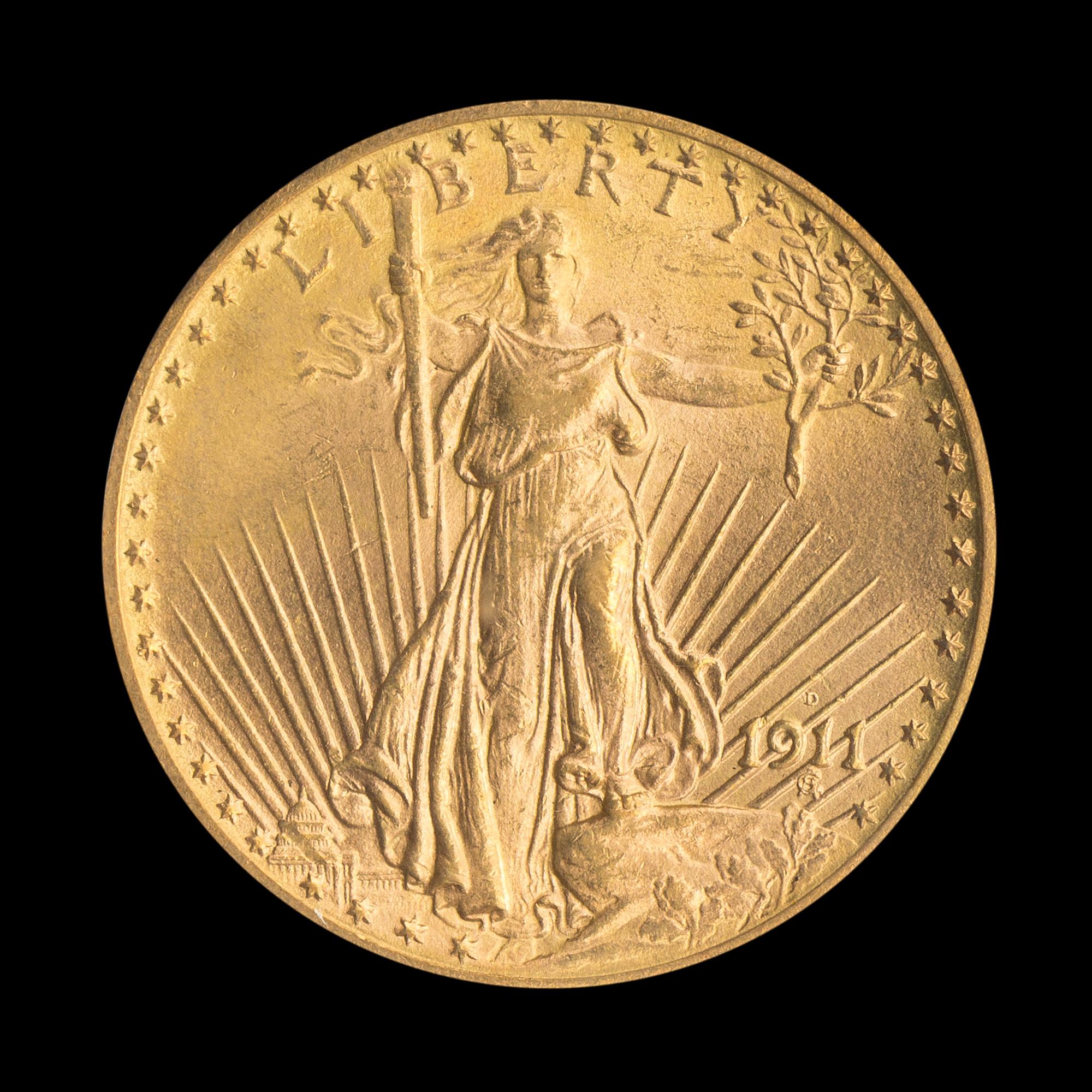 A United States 1911-D St. Gaudens $20 Gold Coin