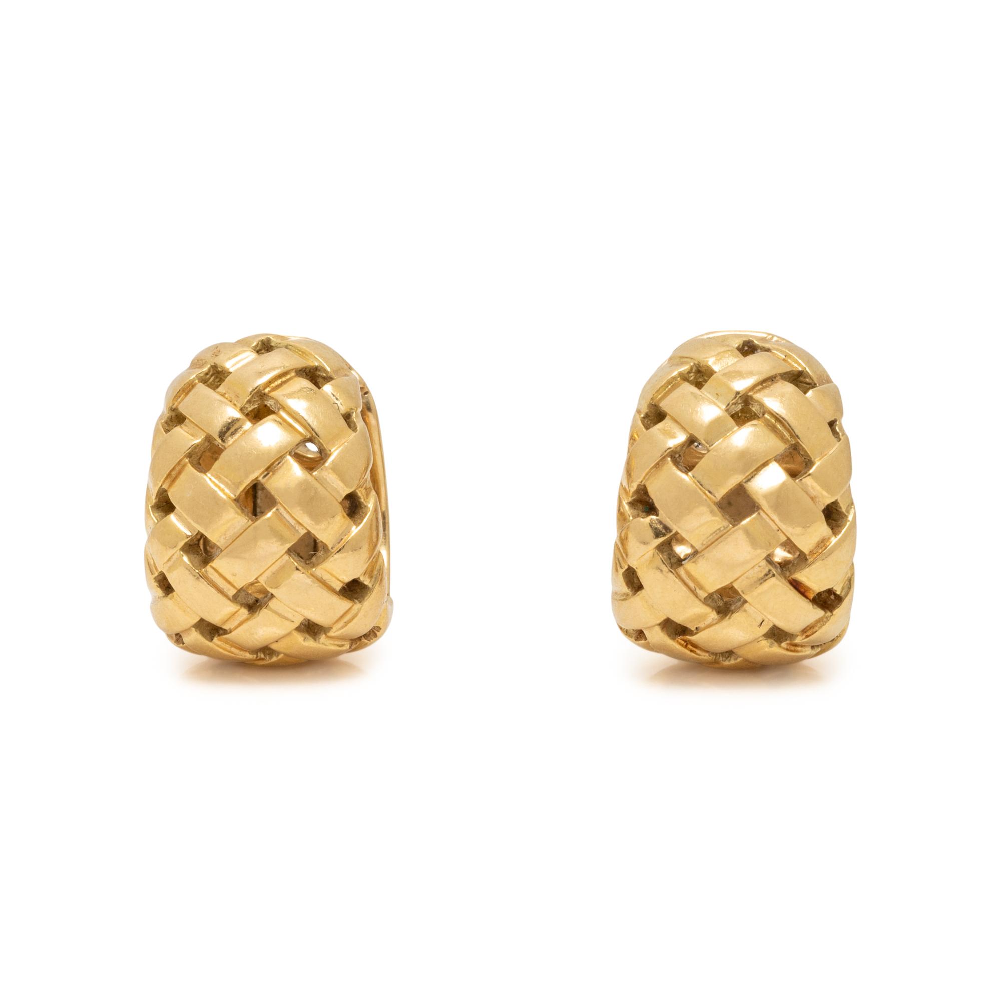 TIFFANY & CO., YELLOW GOLD 'VANNERIE' EARRINGS