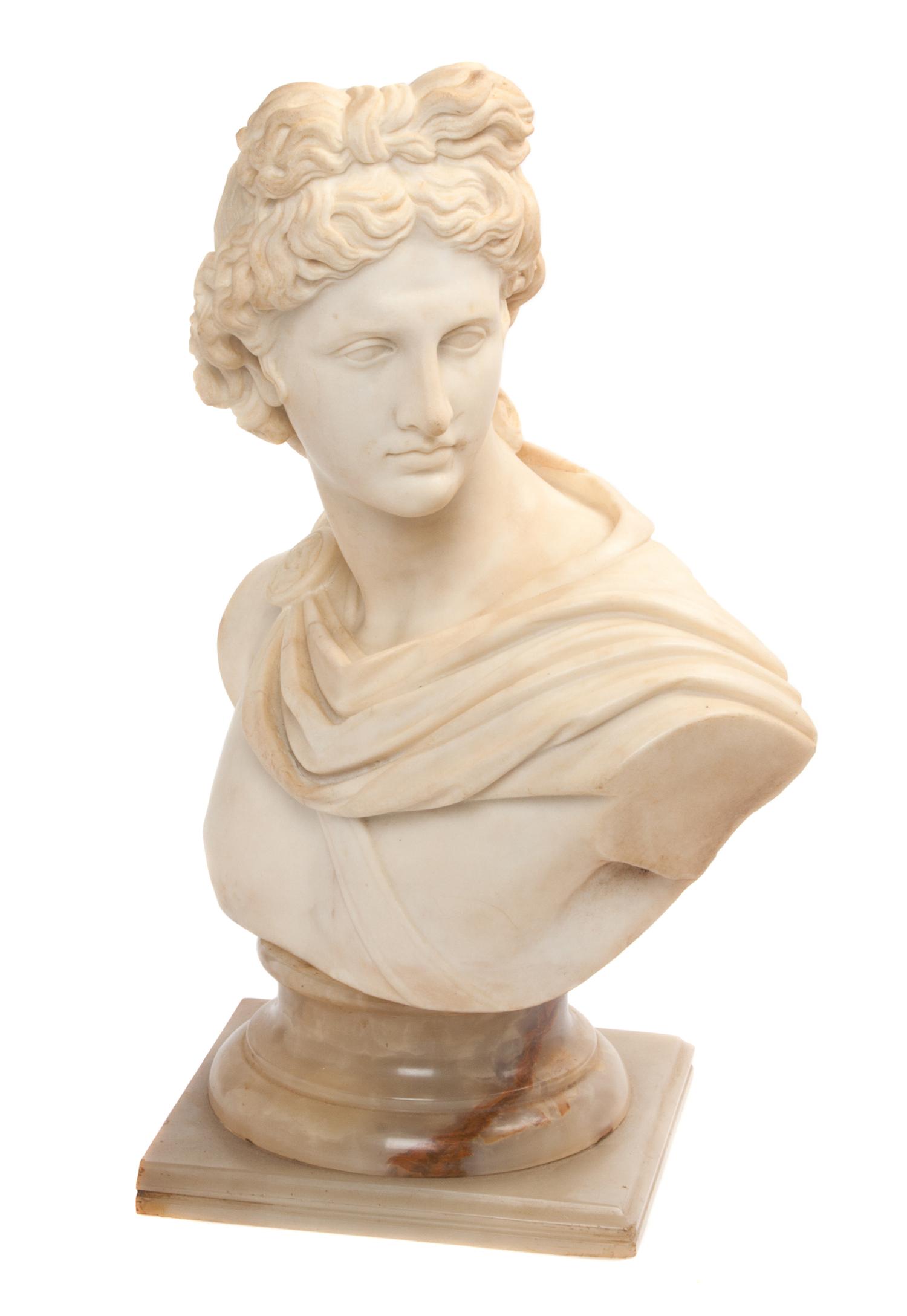 A Continental Marble Bust Height 13 inches.
