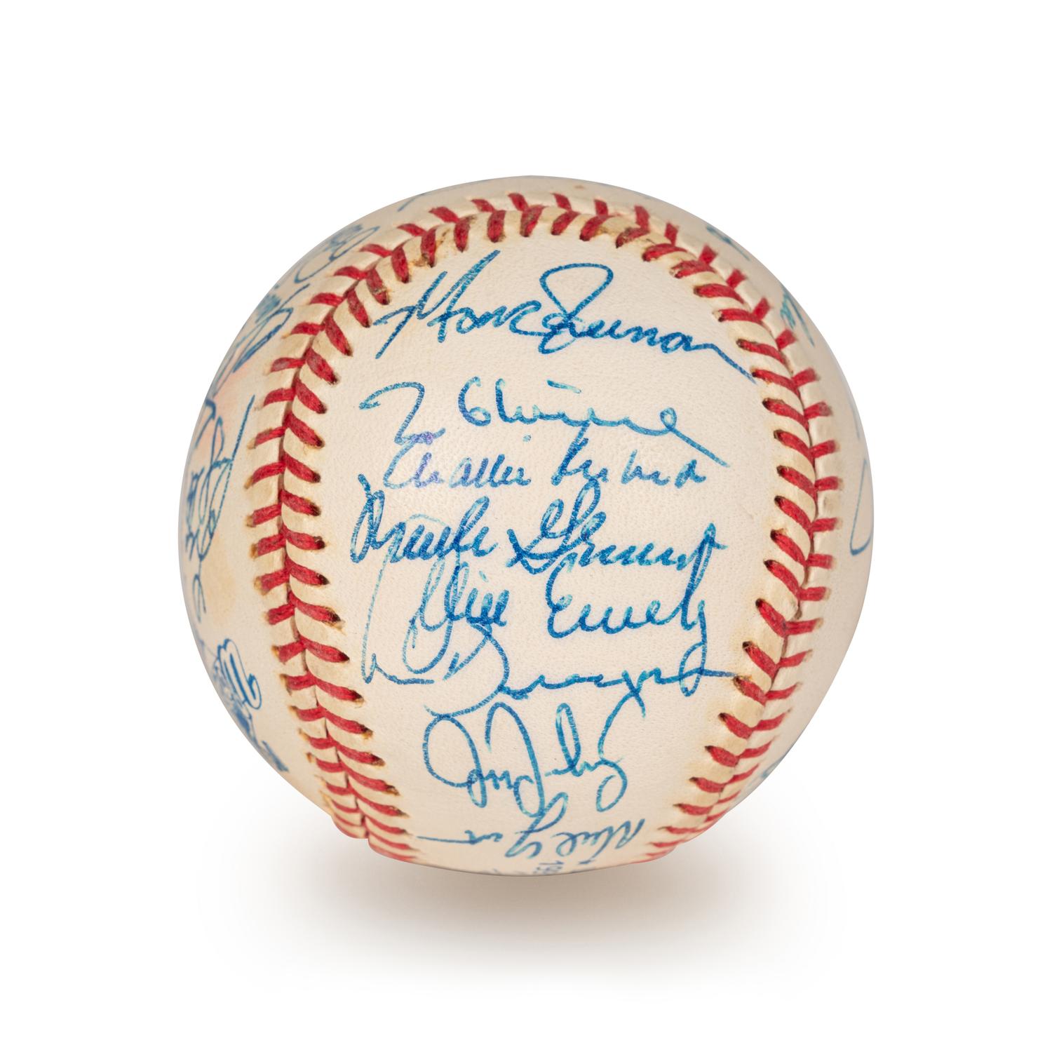 A 1991 Atlanta Braves National League Champions Team Signed Autograph Baseball With 28 Signatures (Beckett Authentication Services Letter BAS Certified),