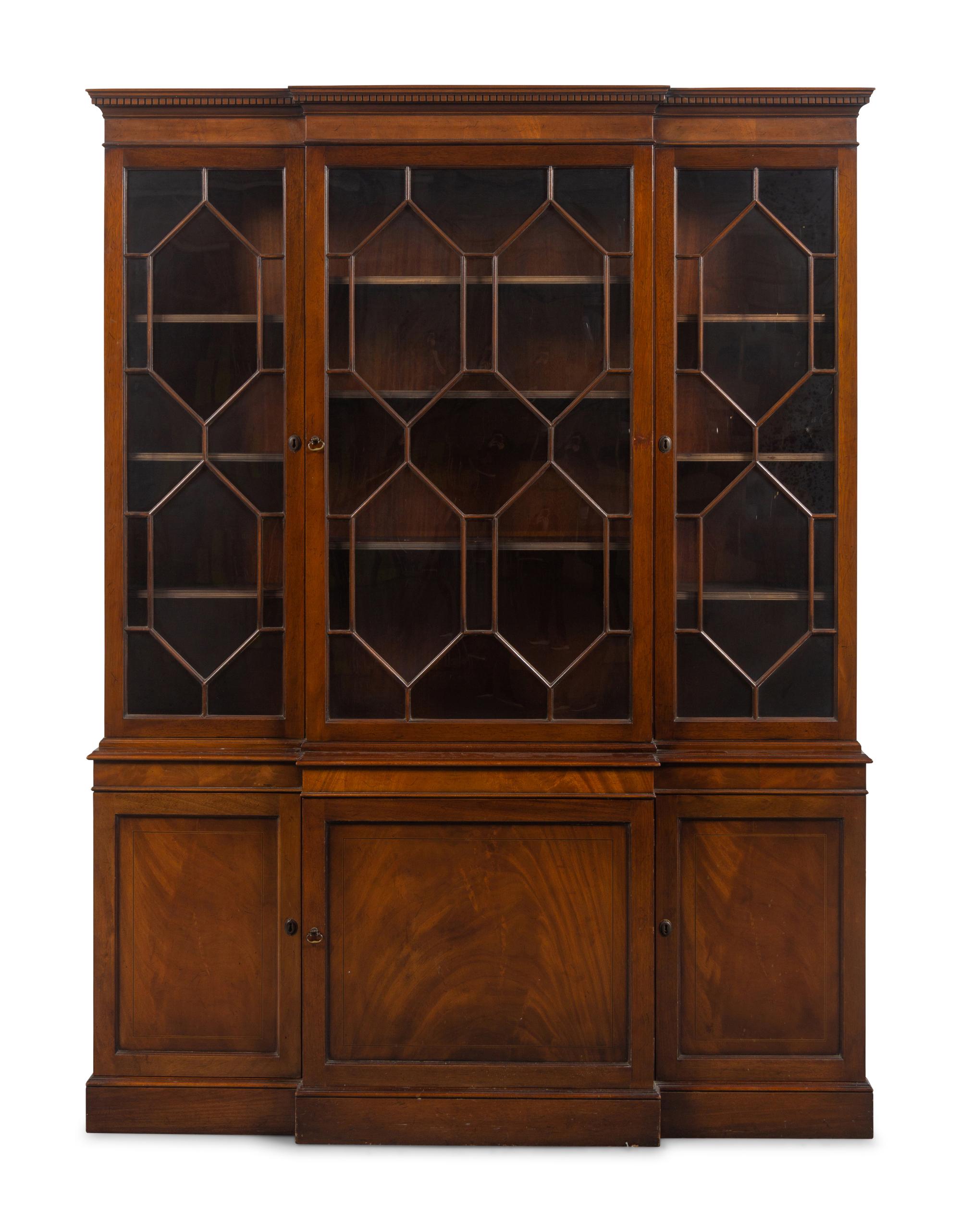 A George III Style Mahogany Breakfront Bookcase