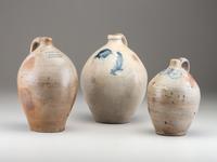 Three Cobalt Decorated Stoneware Jugs