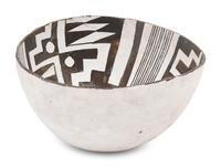 Puerco Black-on-White Pottery Bowl