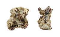 A Pair of Royal Copenhagen Glazed Stoneware Bear Groups Width of larger 5 1/4 inches. — DESIGNED BY KNUD KYHN