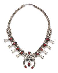A Collection of Silver Gemstone Squash Blossom Necklaces, 83.20 dwts.
