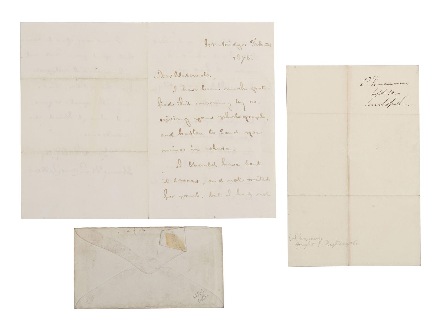 [LITERATURE]. LONGFELLOW, Henry Wadsworth. ALS with cover. [ With: ] ALS from Lord Panmore.