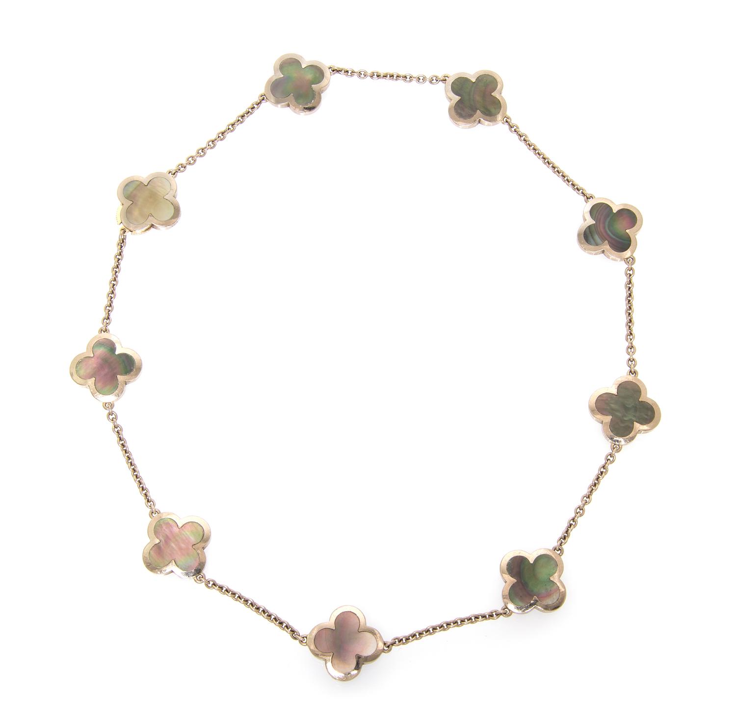 An 18 Karat White Gold and Mother-of-Pearl Alhambra Necklace, Van Cleef and Arpels, 21.60 dwts.