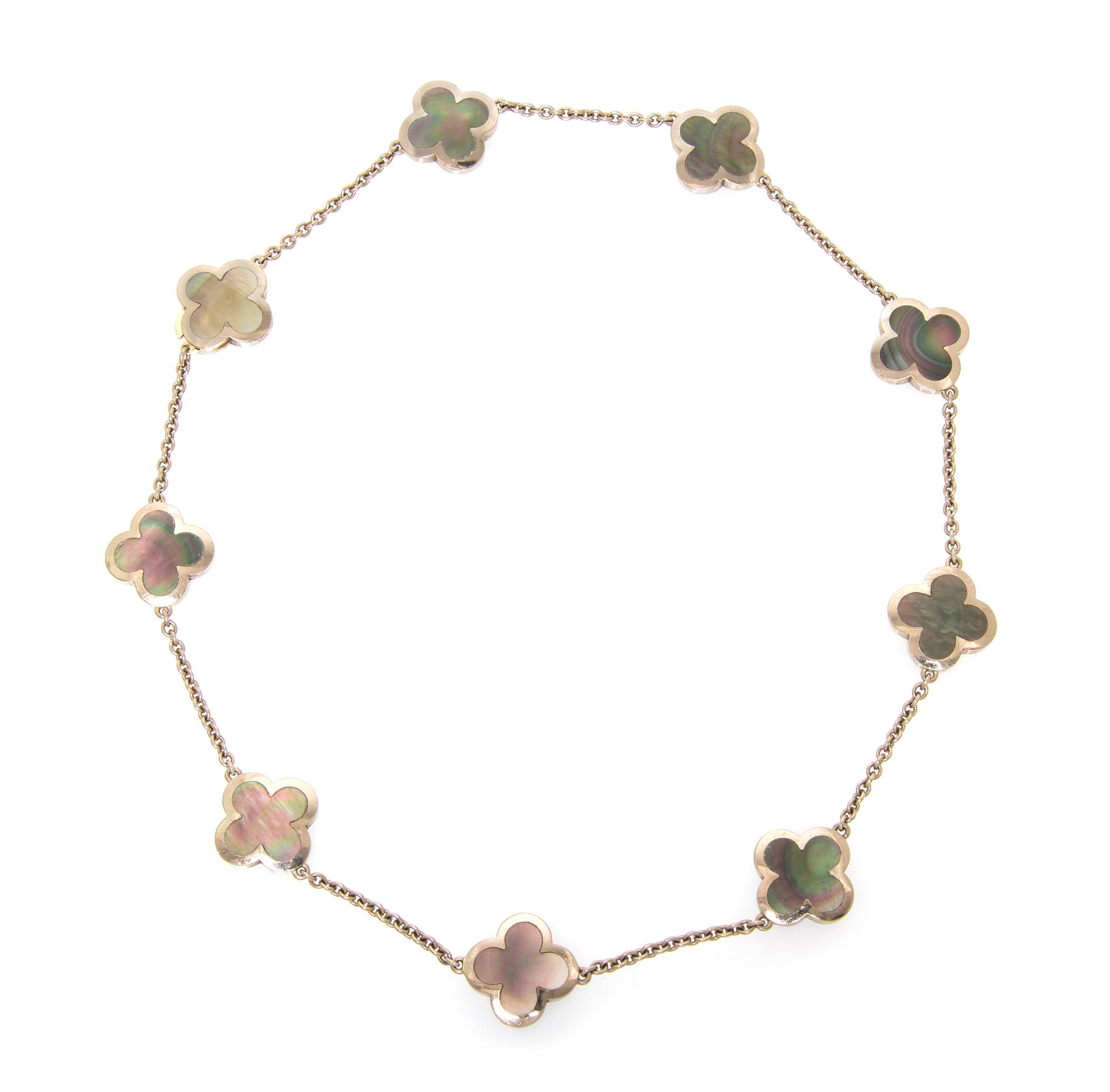 An 18 Karat White Gold and Mother-of-Pearl Alhambra Necklace, Van Cleef and Arpels, 21.60 dwts.