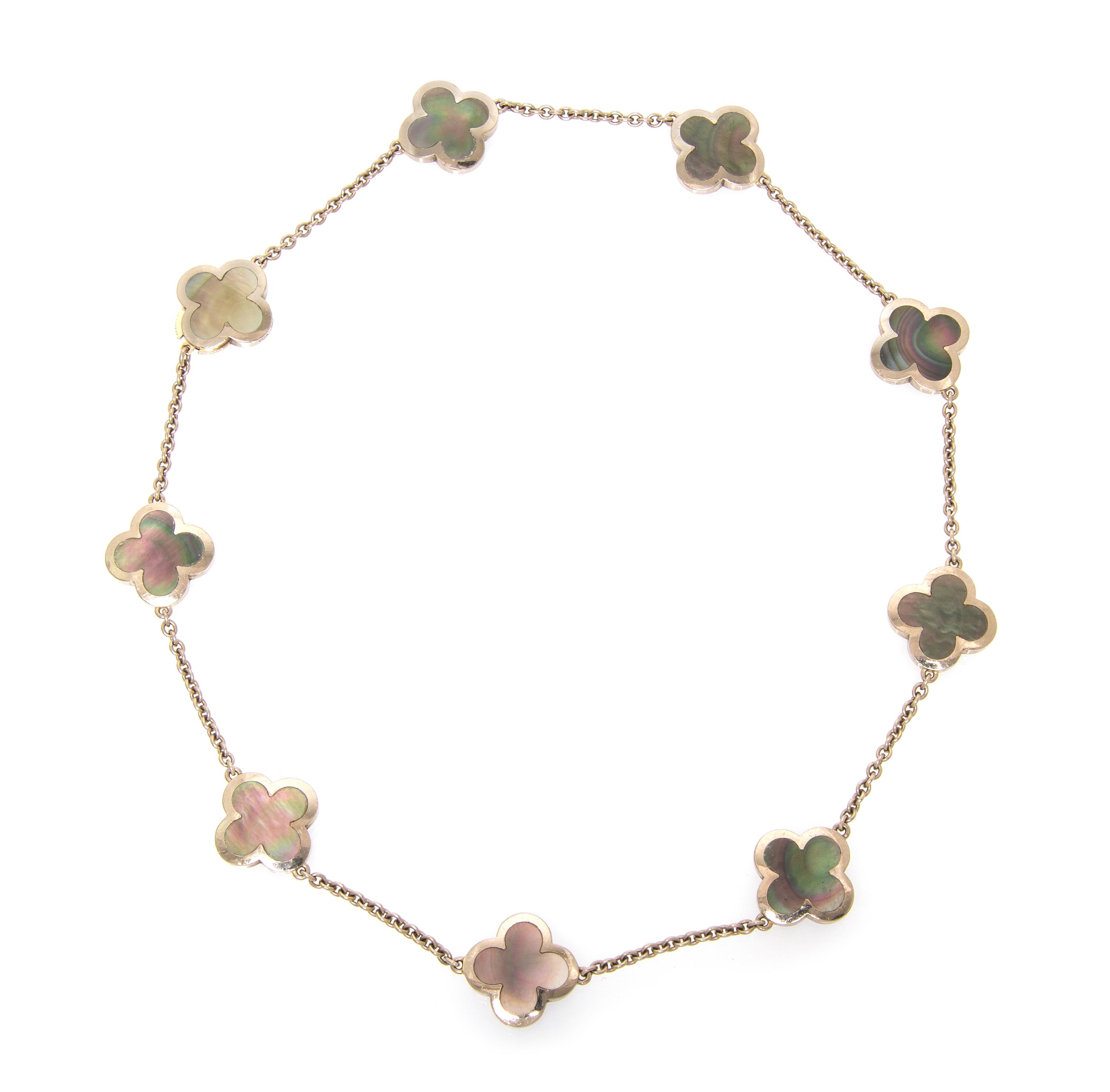 An 18 Karat White Gold and Mother-of-Pearl Alhambra Necklace, Van Cleef and Arpels, 21.60 dwts.