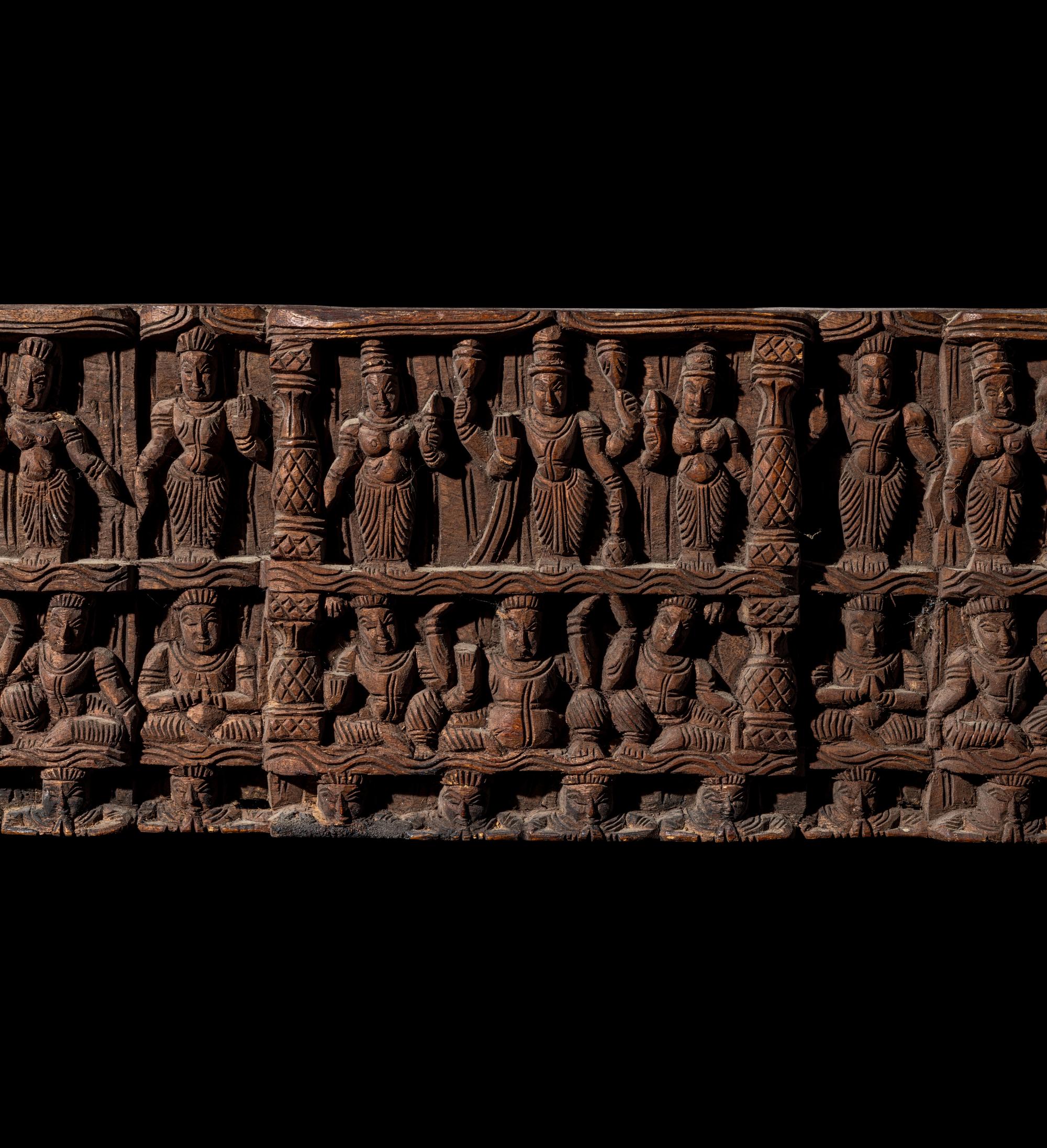 An Indian Carved Wood Panel