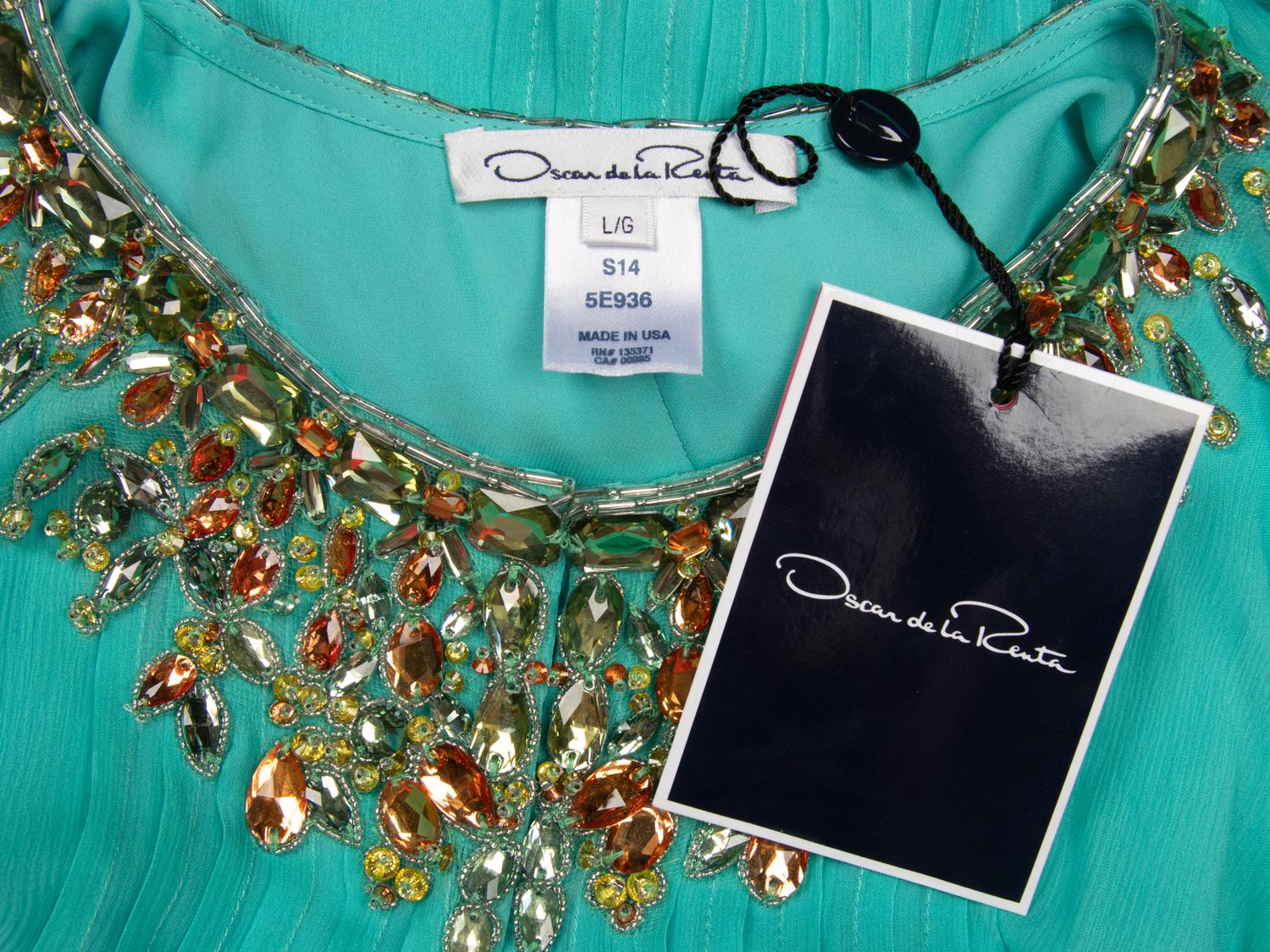 Oscar de la Renta, Turquoise Kaftan Gown