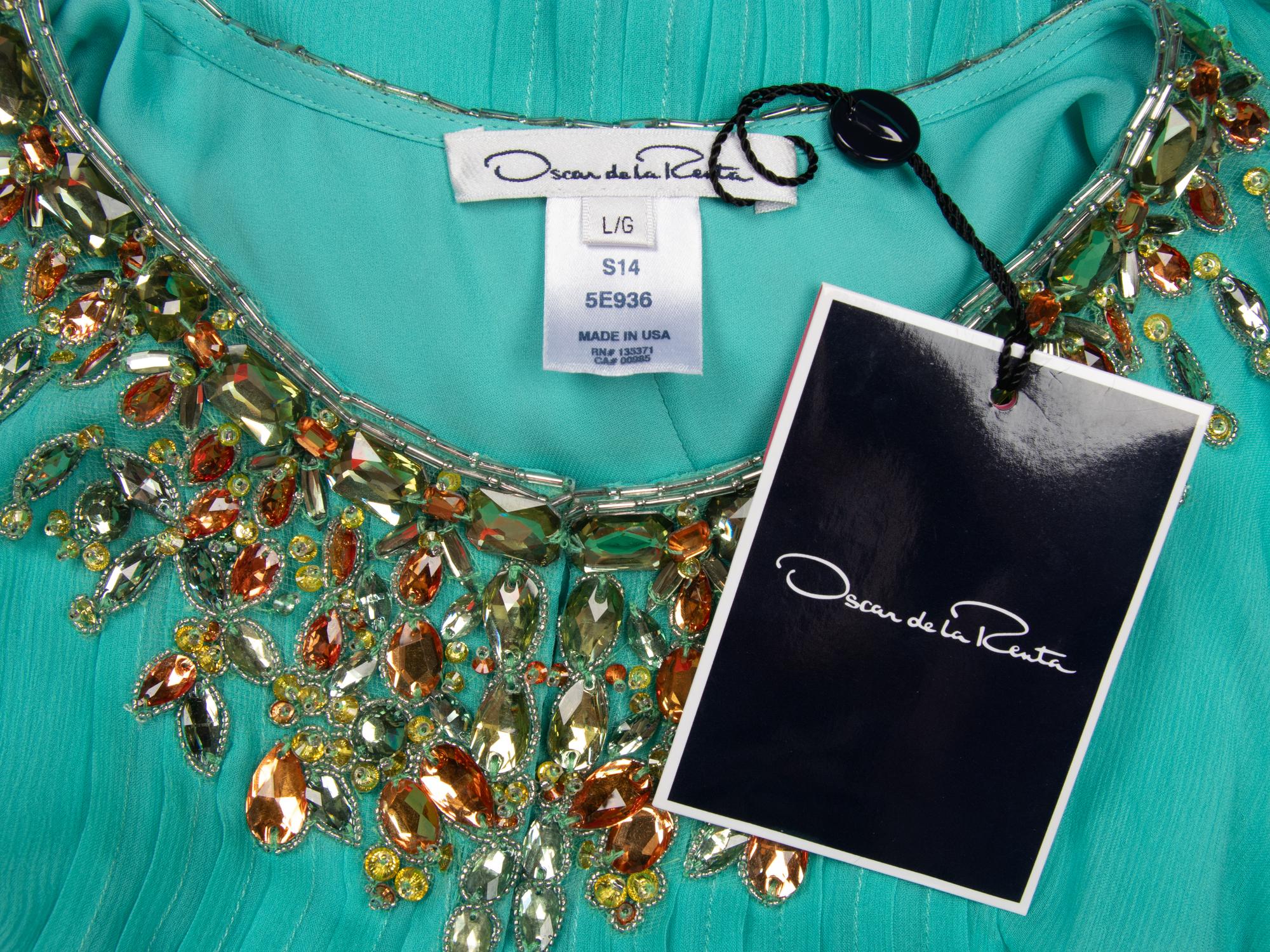 Oscar de la Renta, Turquoise Kaftan Gown