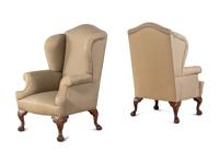 A Pair of George II Style Walnut Wingback Chairs