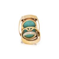 YELLOW GOLD AND TURQUOISE RING AND EARRINGS SUITE