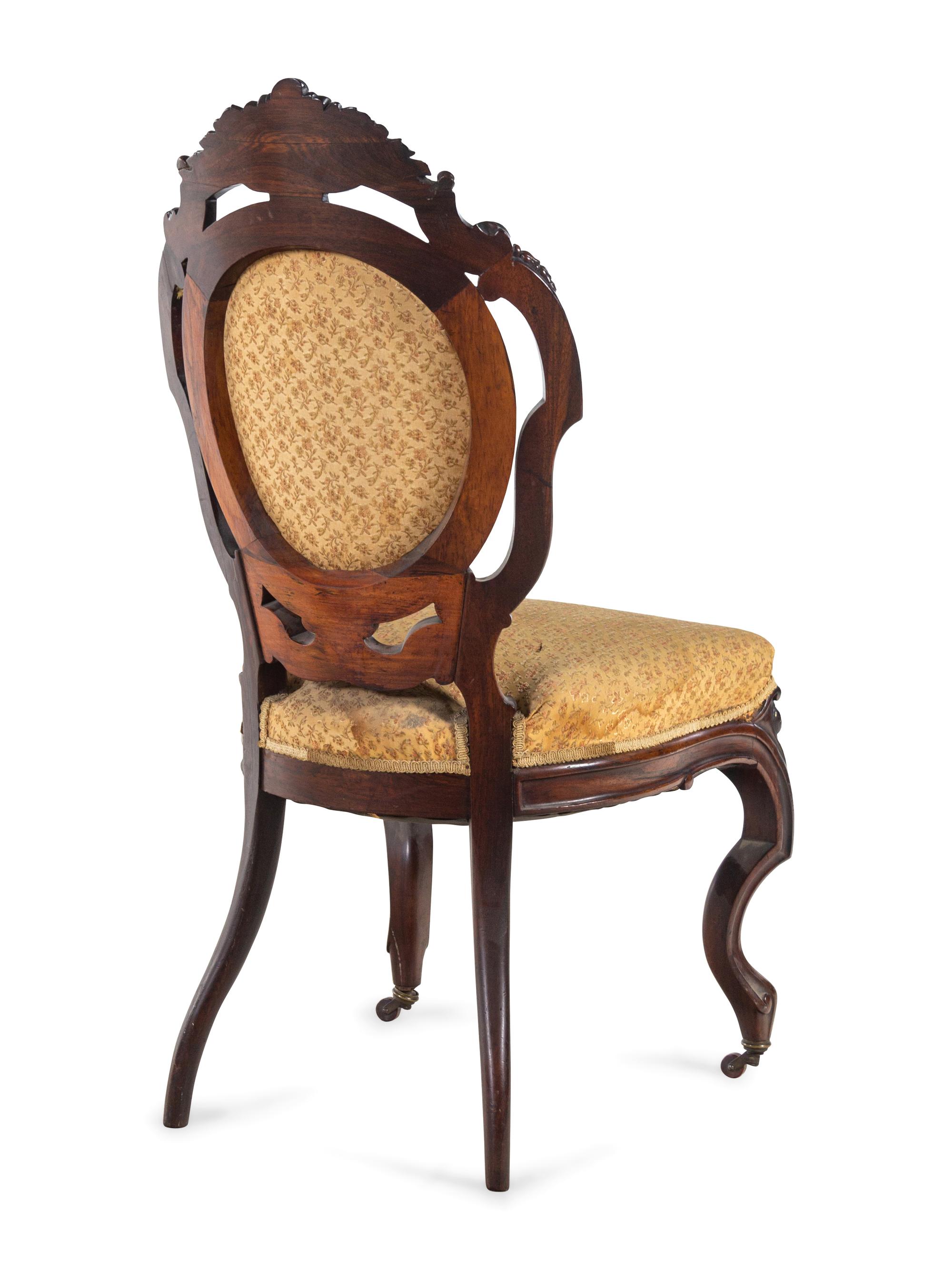 A Victorian Carved Mahogany Side Chair