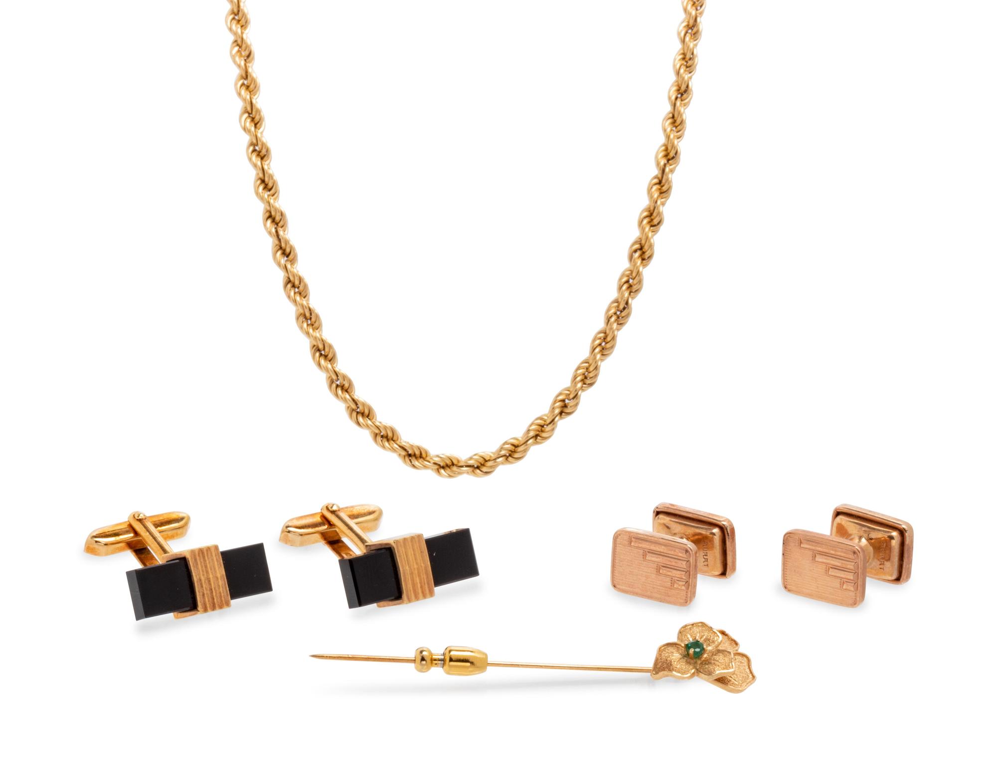 A Collection of Yellow Gold Jewelry,