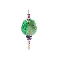 CARTIER, ART DECO, JADE, DIAMOND AND MULTIGEM PENDANT
