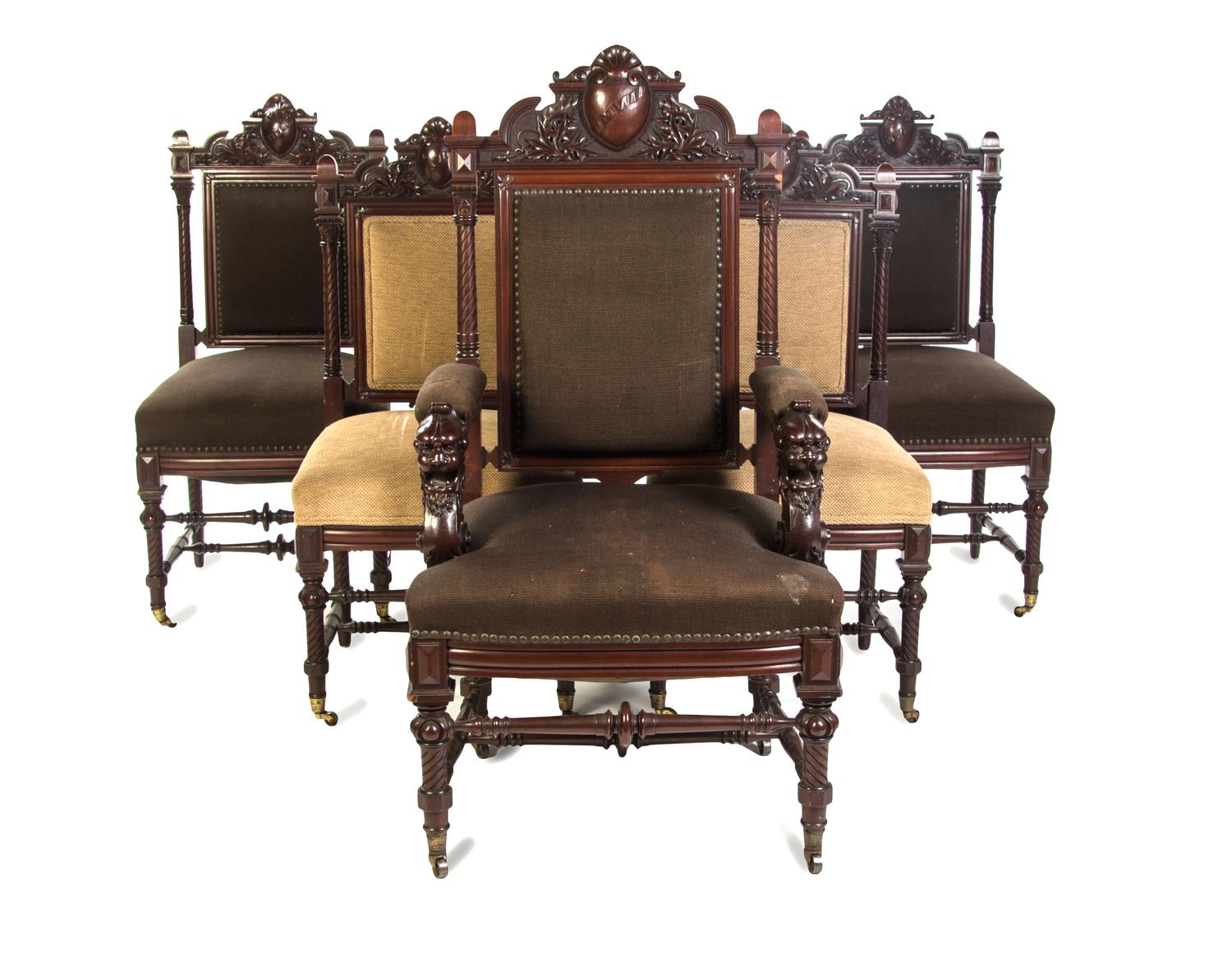 A Set of Nine Victorian Mahogany Dining Chairs, LATE 19TH CENTURY, Height 39 inches. — LATE 19TH CENTURY,