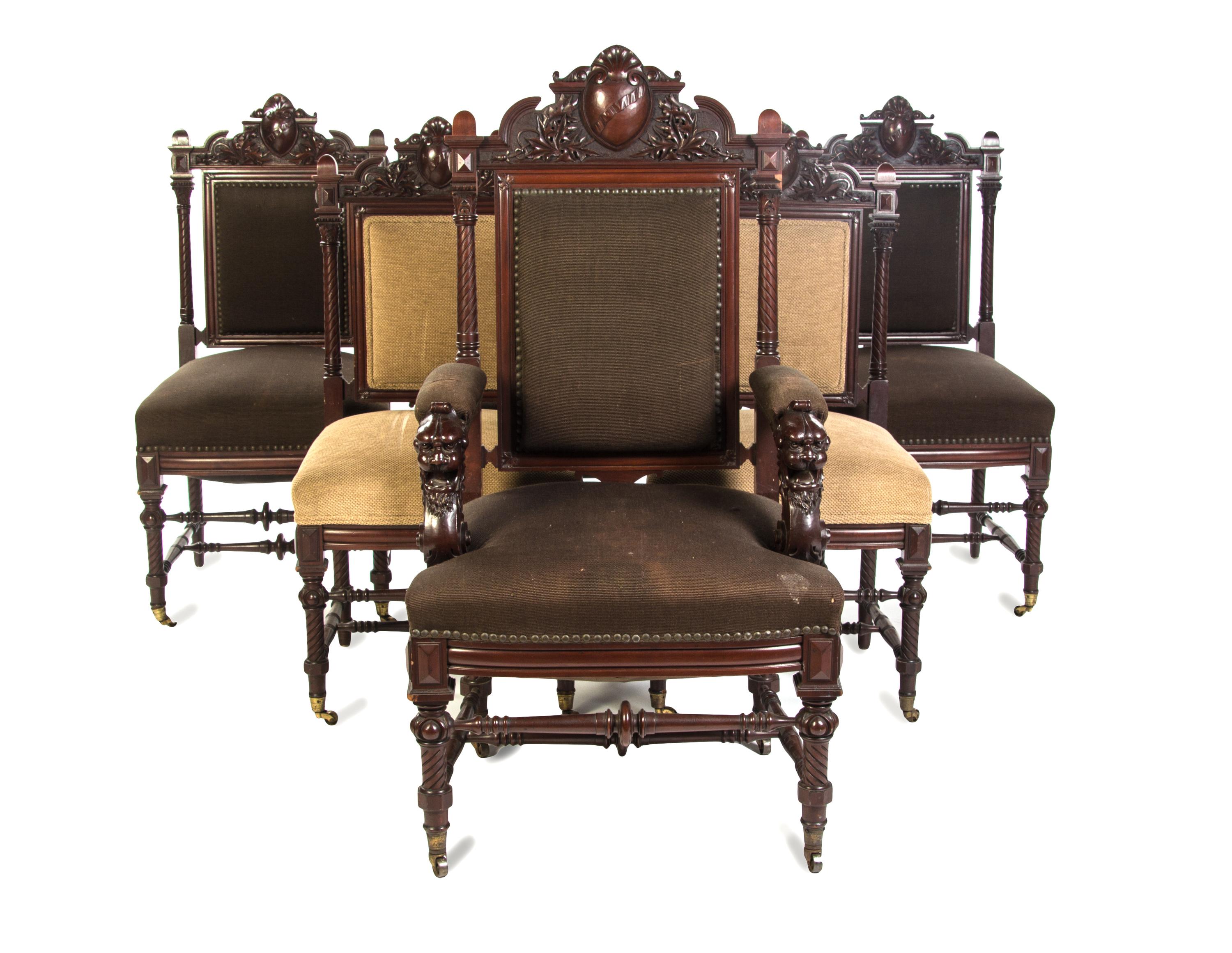 A Set of Nine Victorian Mahogany Dining Chairs, LATE 19TH CENTURY, Height 39 inches. — LATE 19TH CENTURY,