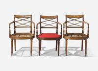 A Pair and Two Similar Federal Carved Mahogany Armchairs