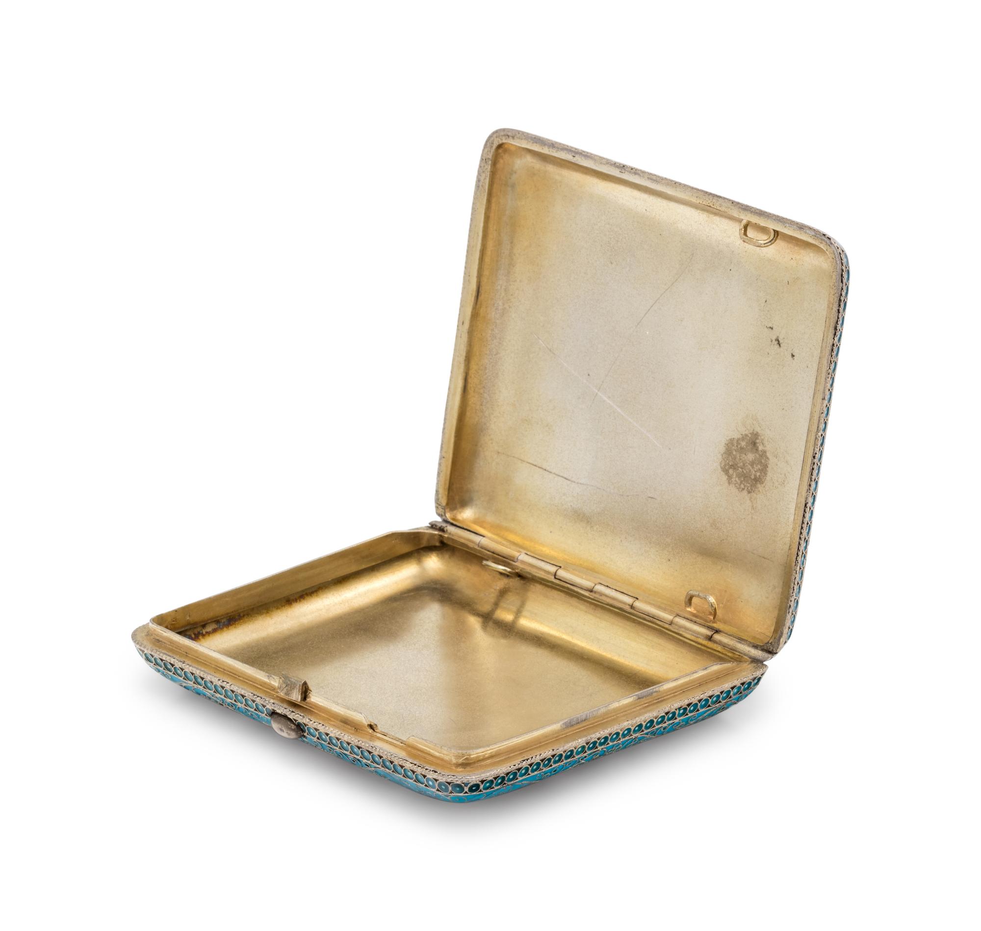 A Russian Silver-Gilt and Enamel Cigarette Case