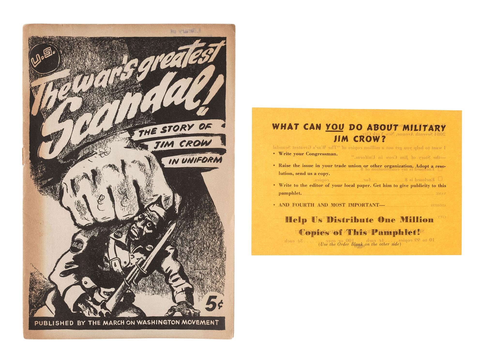 [AFRICAN AMERICANA]. Ephemera associated with WWII-era "Military Jim Crow," comprising: