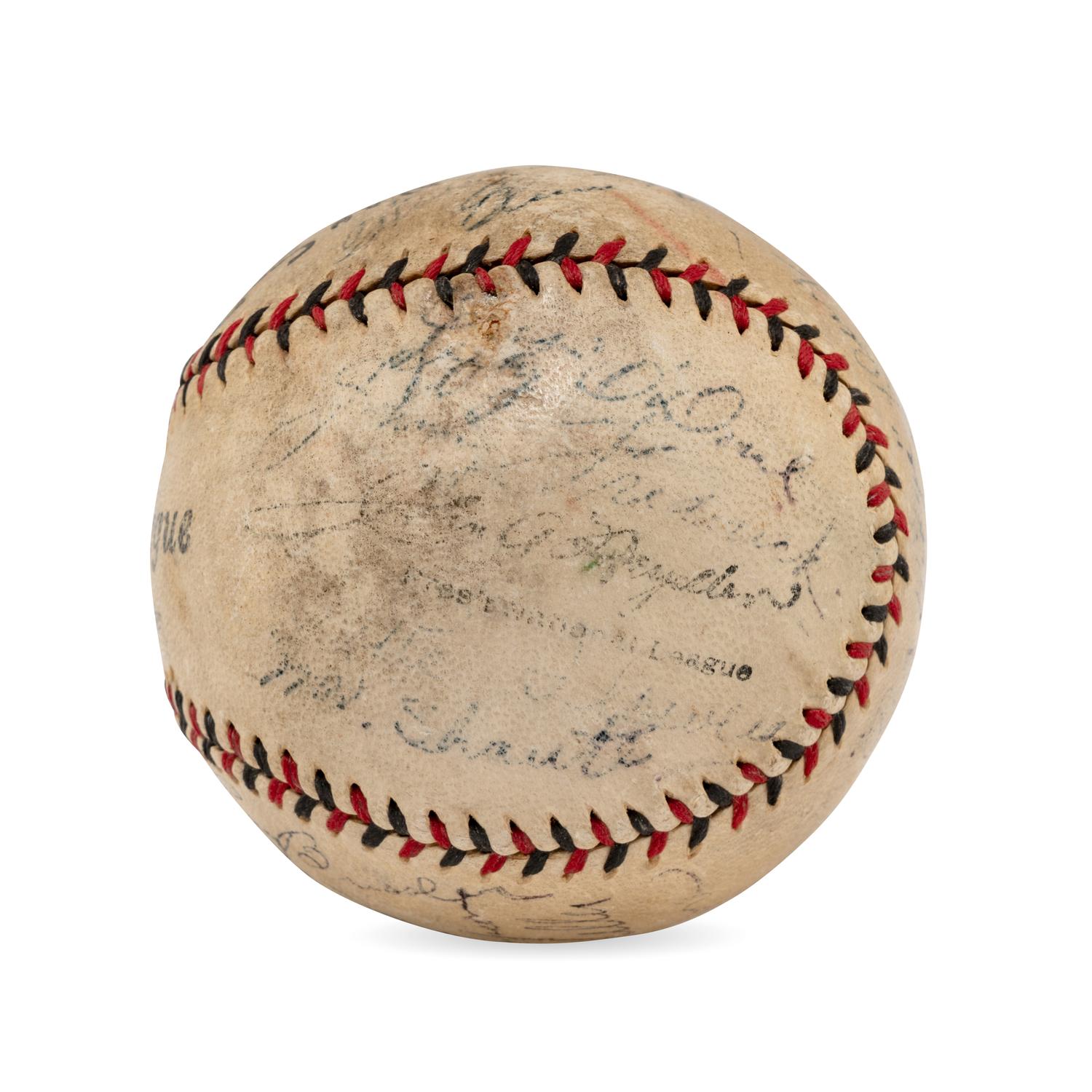 A 1931 Brooklyn Robins Team Signed Autograph Baseball Including Ernie Lombardi Rookie Signature (Beckett Authentication Services)