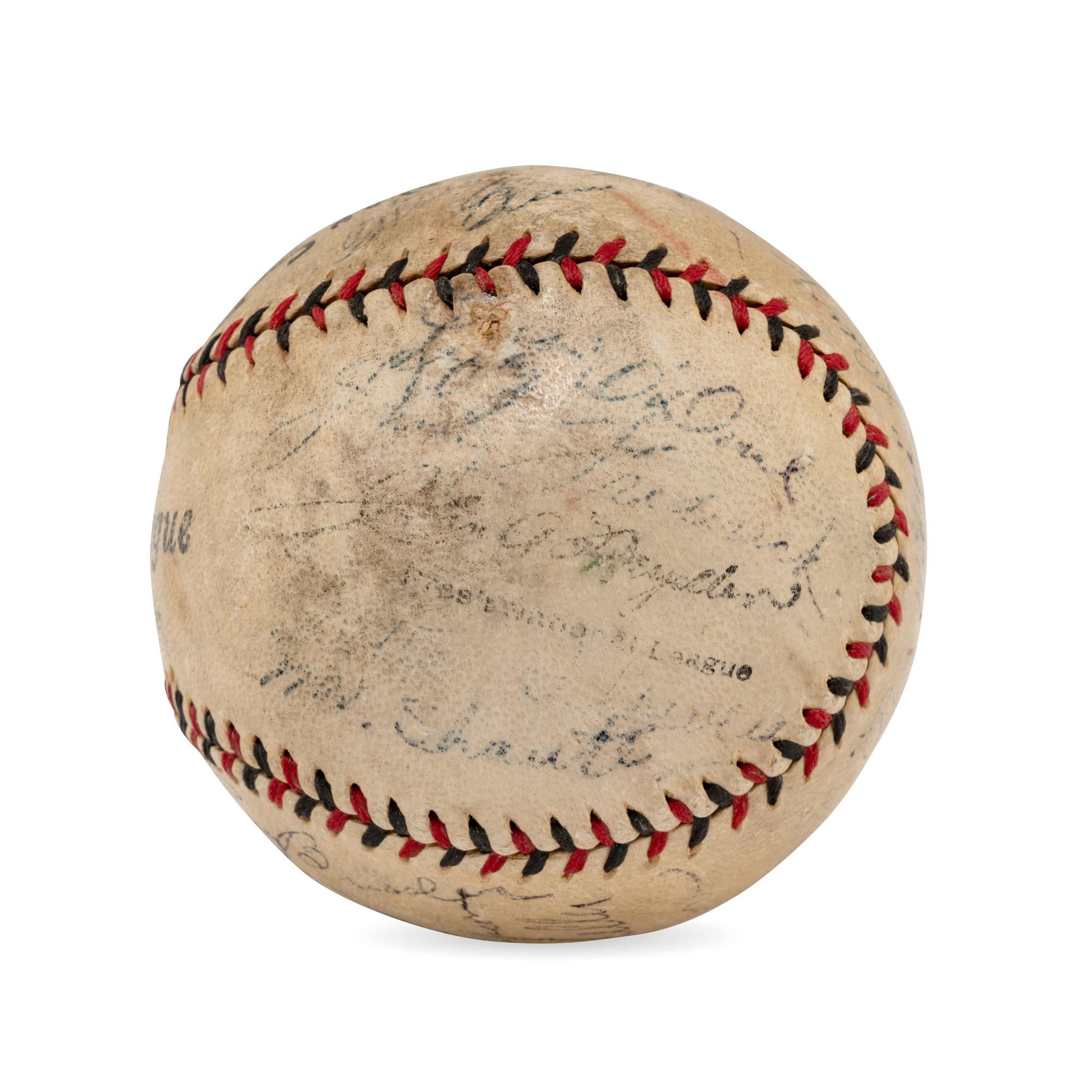 A 1931 Brooklyn Robins Team Signed Autograph Baseball Including Ernie Lombardi Rookie Signature (Beckett Authentication Services)