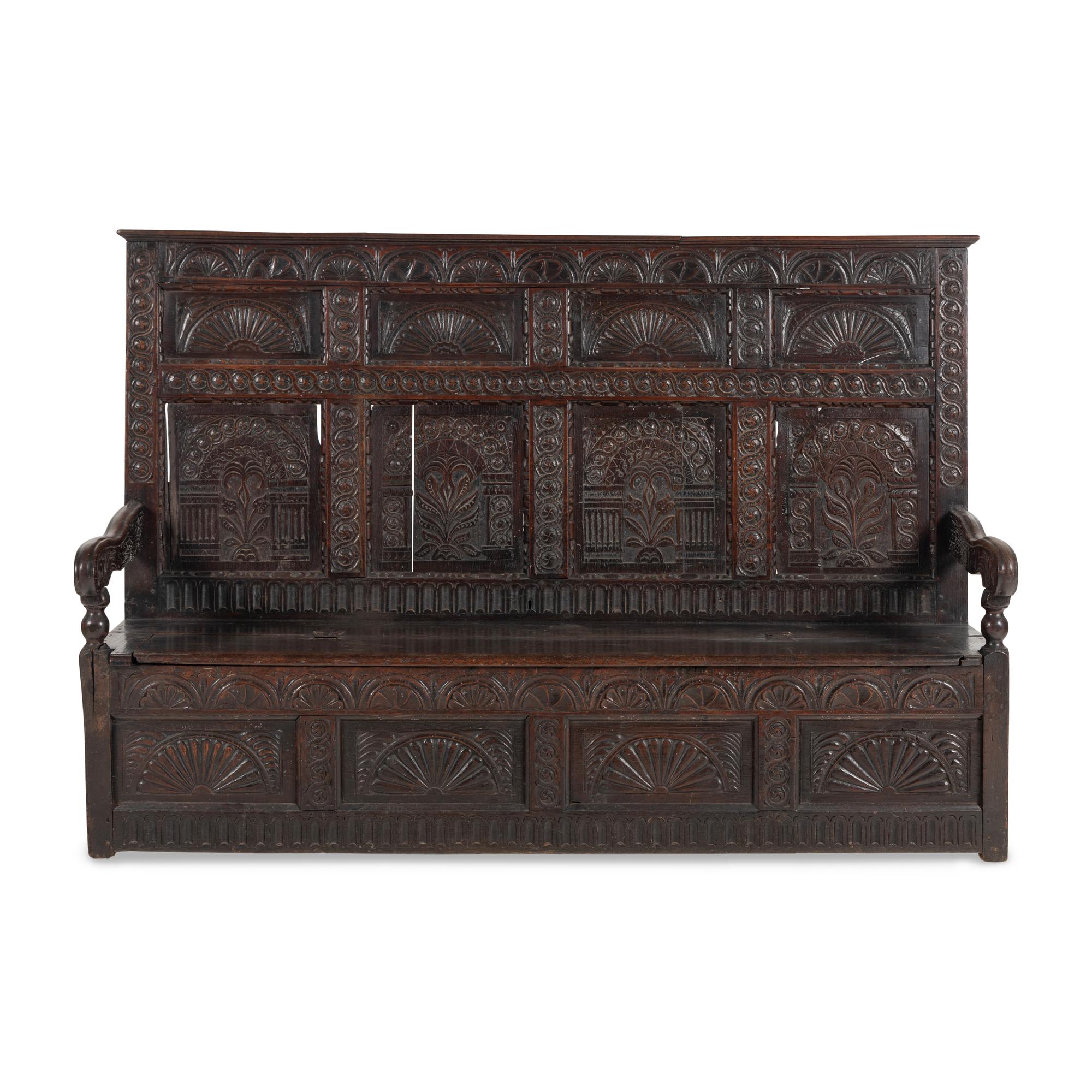 An English Oak Box Settle