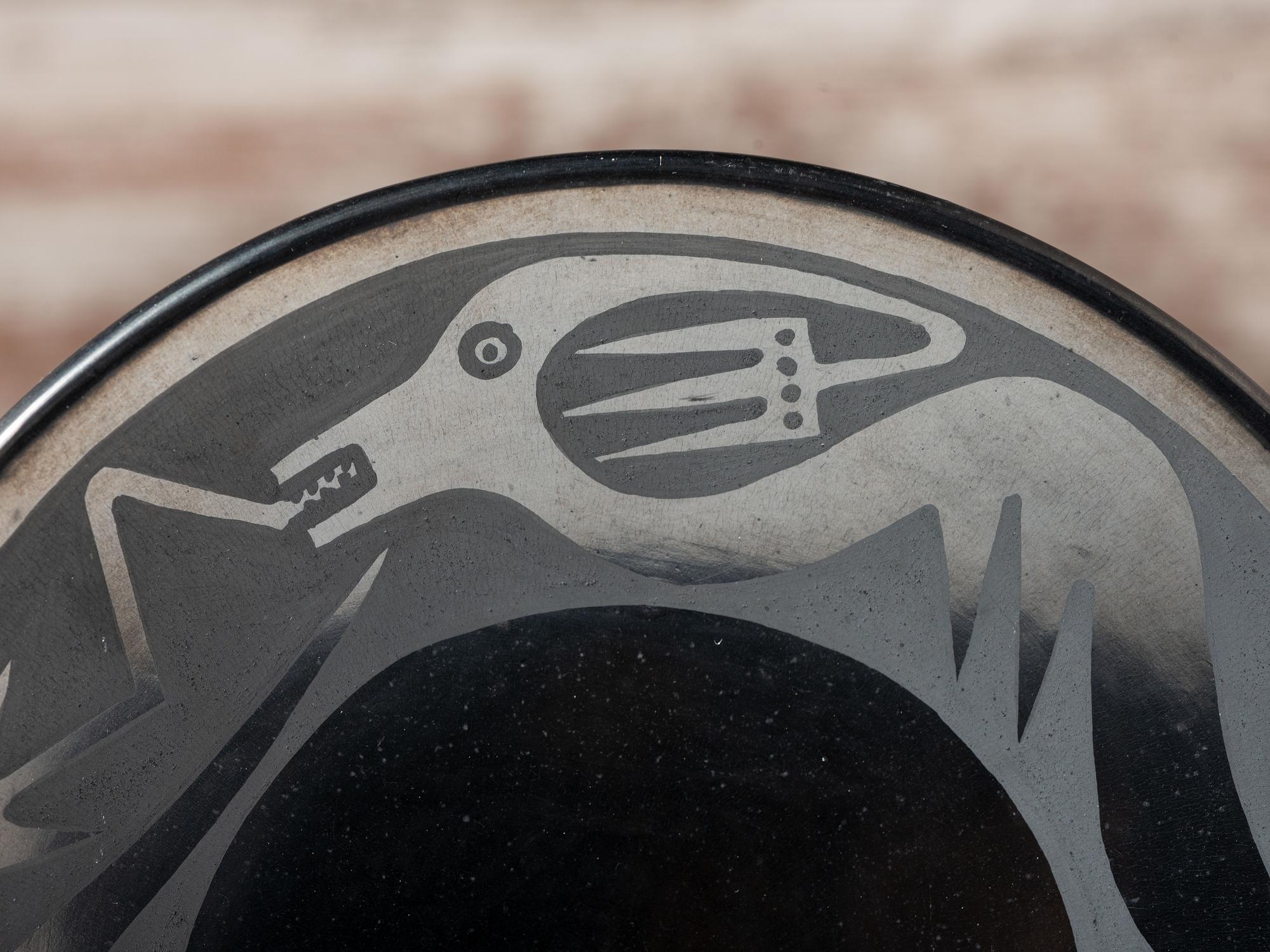 Blackware Pottery Plate, with Avanyu 1943-1956