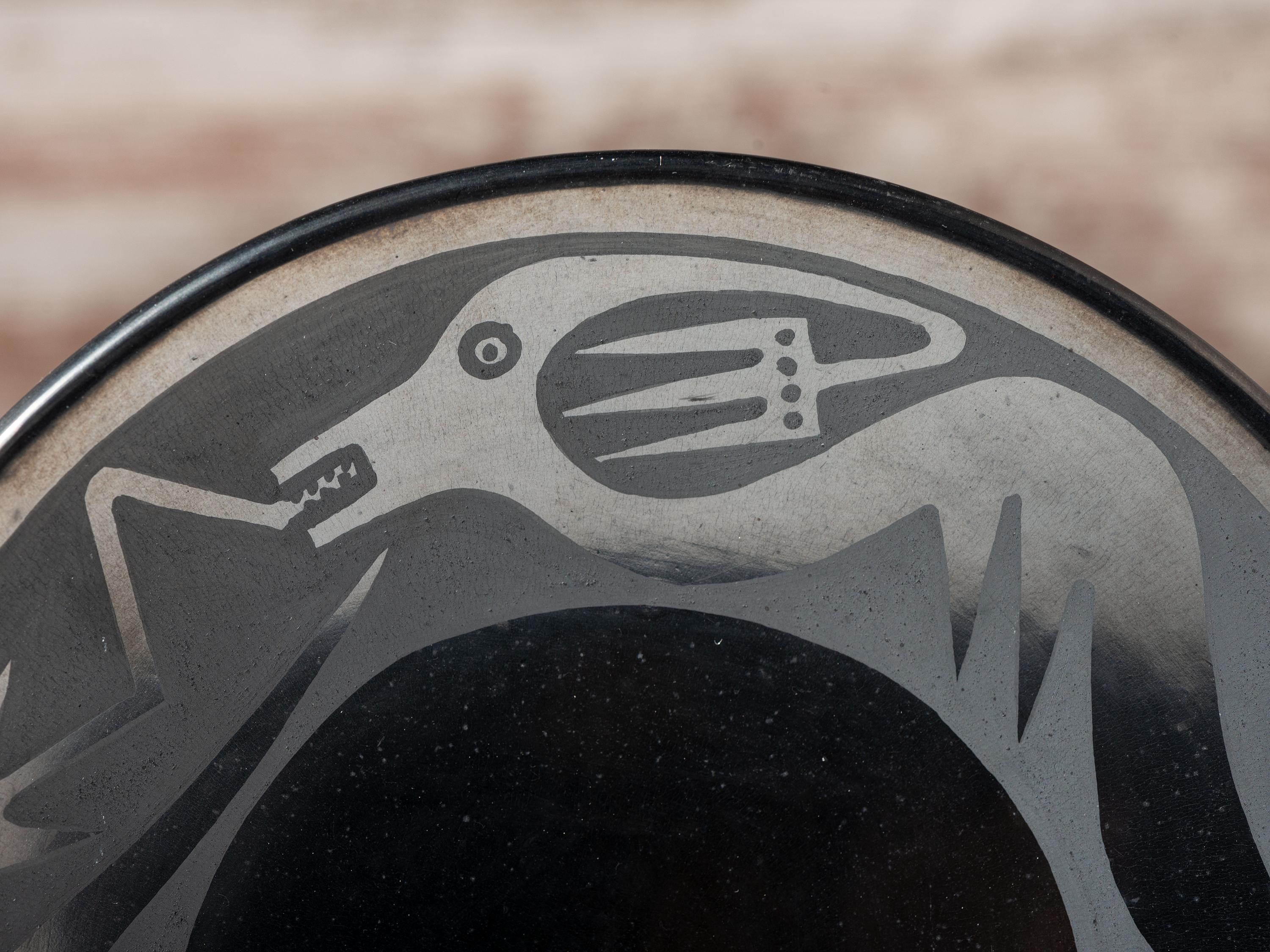 Blackware Pottery Plate, with Avanyu 1943-1956