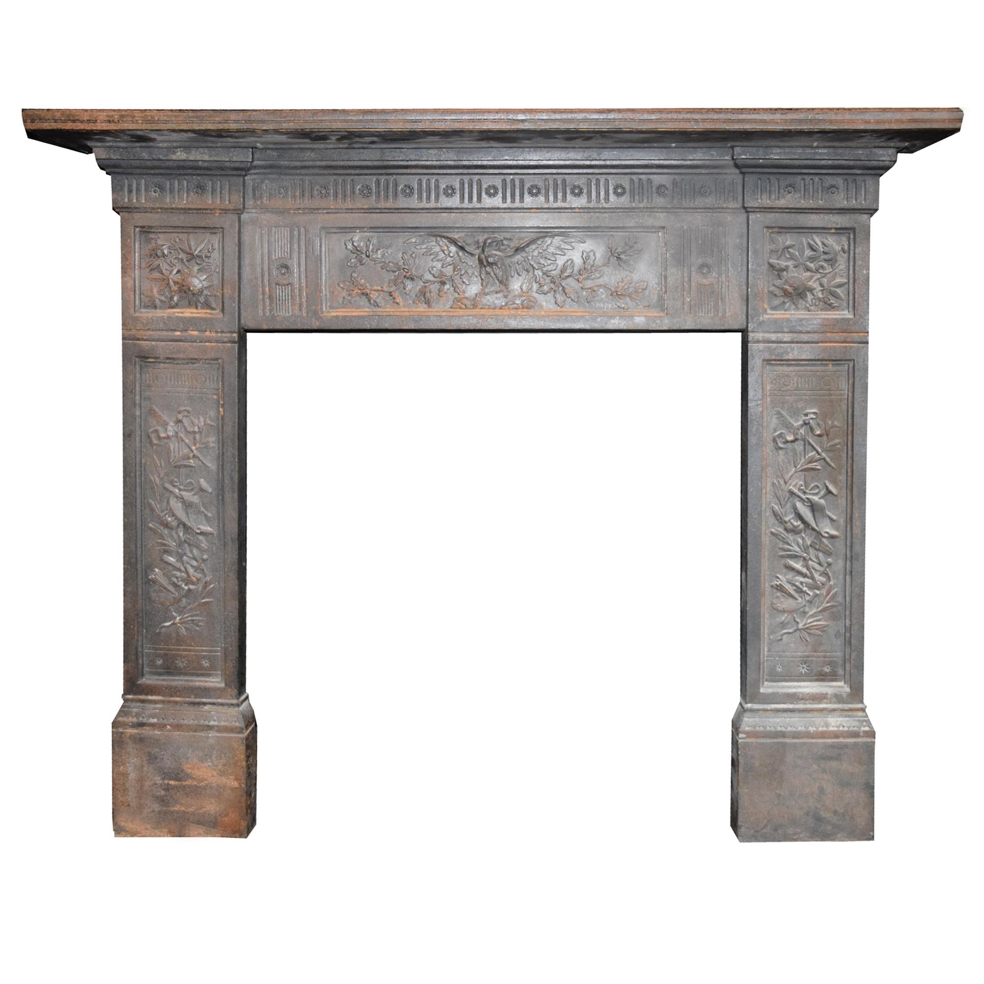 A Cast Iron Fireplace Mantel 58.5" W x 9.5" D x 52.75" H — England, Circa 1880