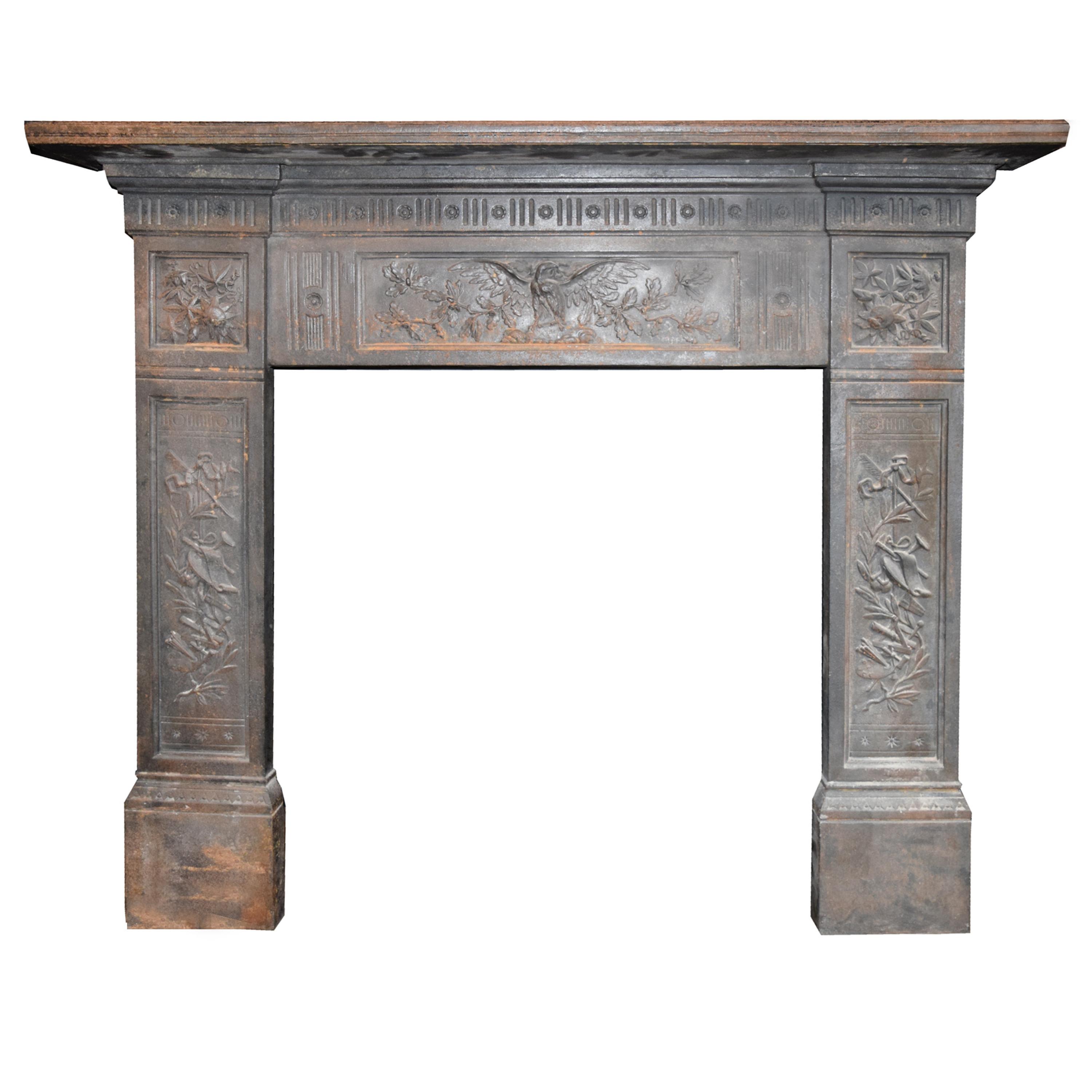 A Cast Iron Fireplace Mantel 58.5" W x 9.5" D x 52.75" H — England, Circa 1880