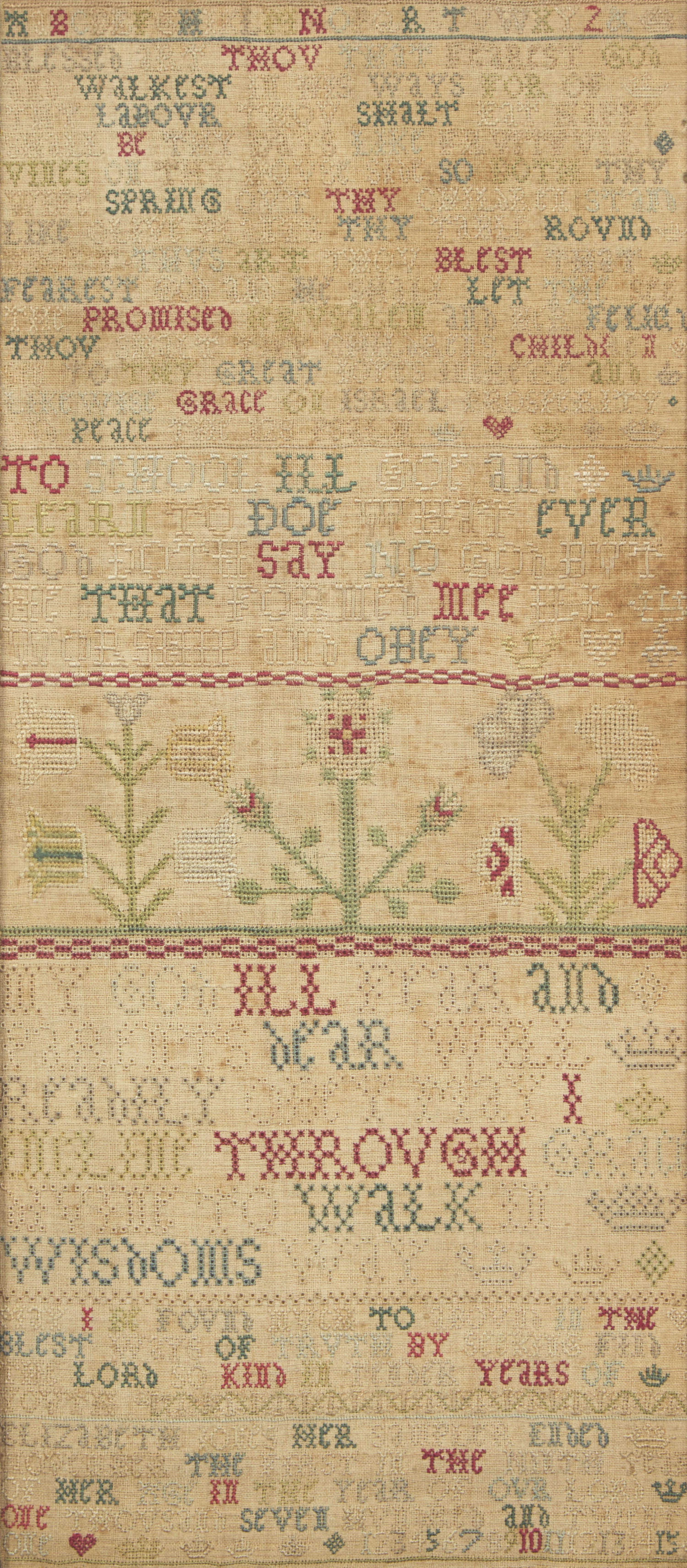 A Pair of Fine English Needlework Samplers Worked by Sisters