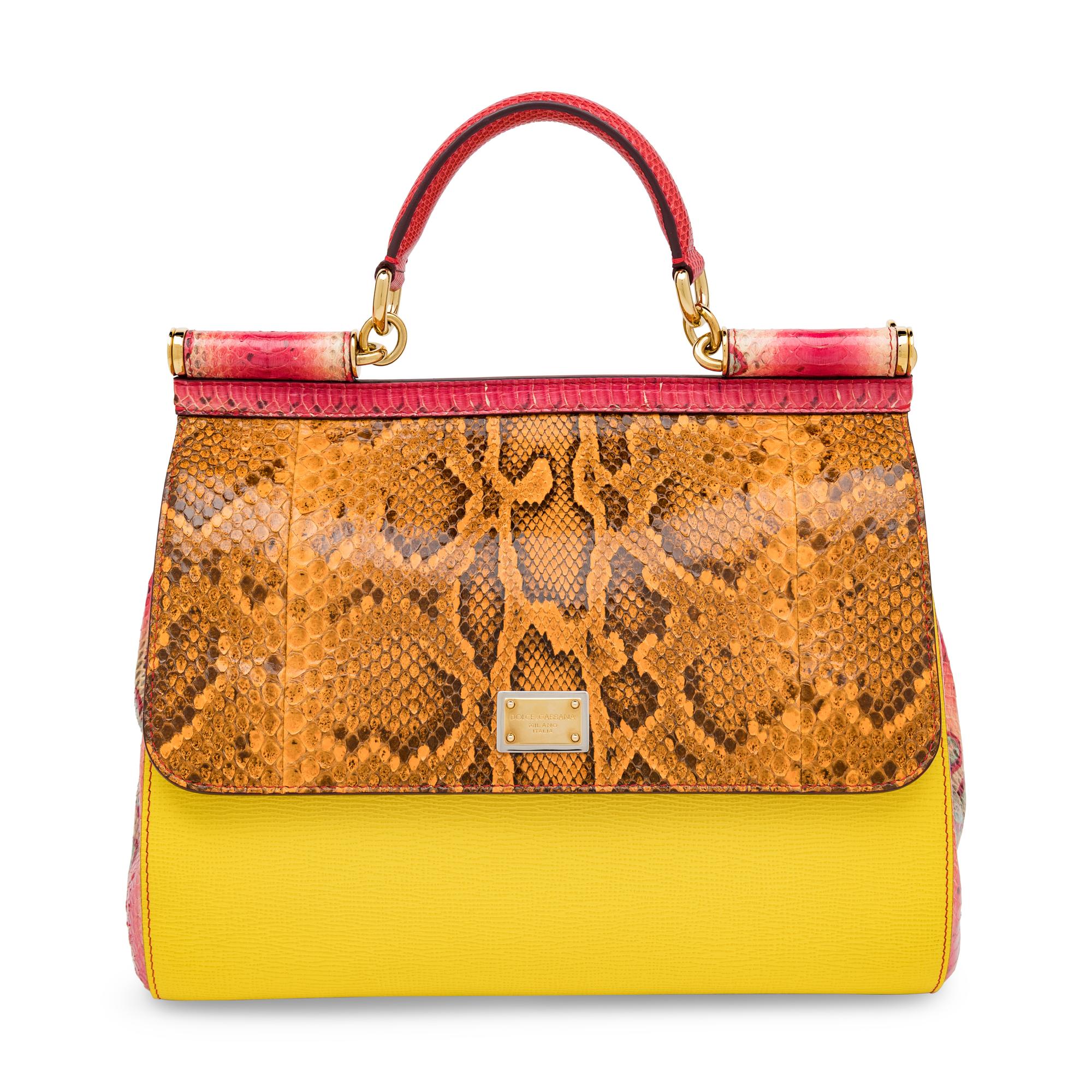 Dolce & Gabbana, Large Sicily Bag in Python & Leather