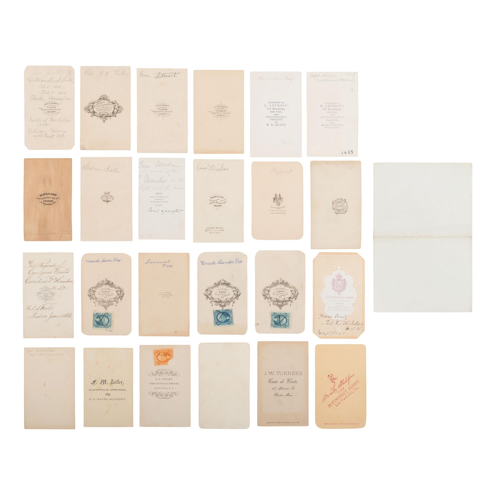 [Civil War] Group of 24 Carte de Visites of US Naval Officers and Sailors, many identified, incl. Farragut, Foote, Porter, DuPont.