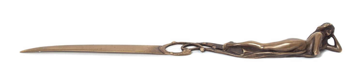 An Art Nouveau Bronze Figural Letter Opener, Burman Length 12 inches. — 19TH/20TH CENTURY