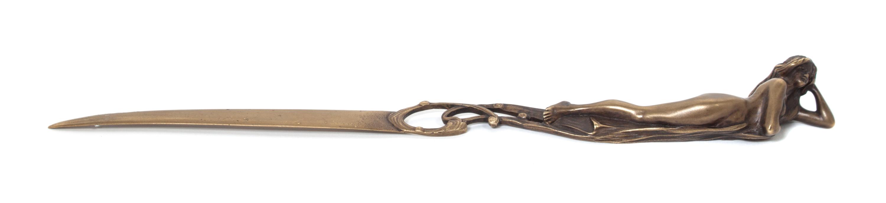 An Art Nouveau Bronze Figural Letter Opener, Burman Length 12 inches. — 19TH/20TH CENTURY