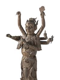 A Large Chinese Bronze Figure of a Deity
