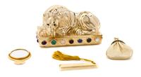 A Judith Leiber Goldtone Lion Minaudiere, 5 1/2 x 3 x 2 1/2 inches.