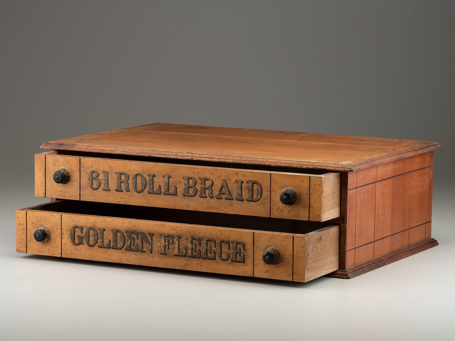 Two Wooden Spool Cabinets