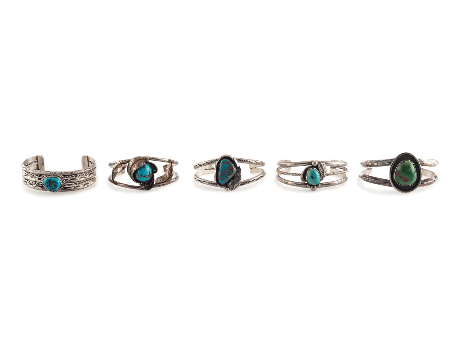Navajo Silver and Turquoise Cuff Bracelets
