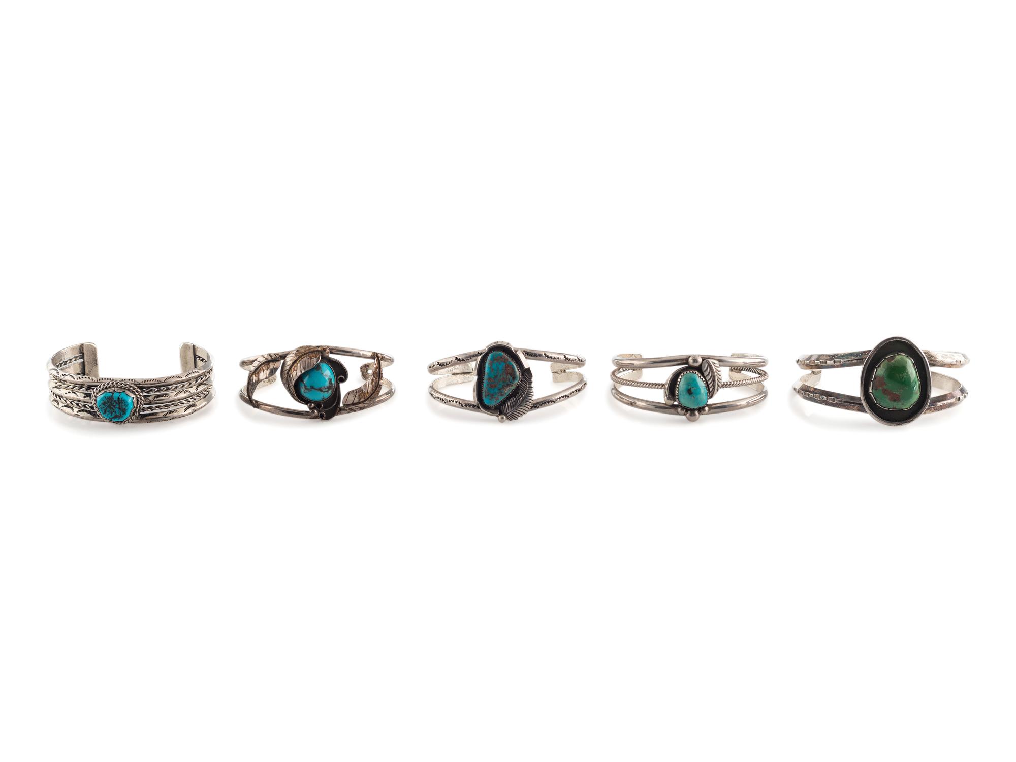 Navajo Silver and Turquoise Cuff Bracelets