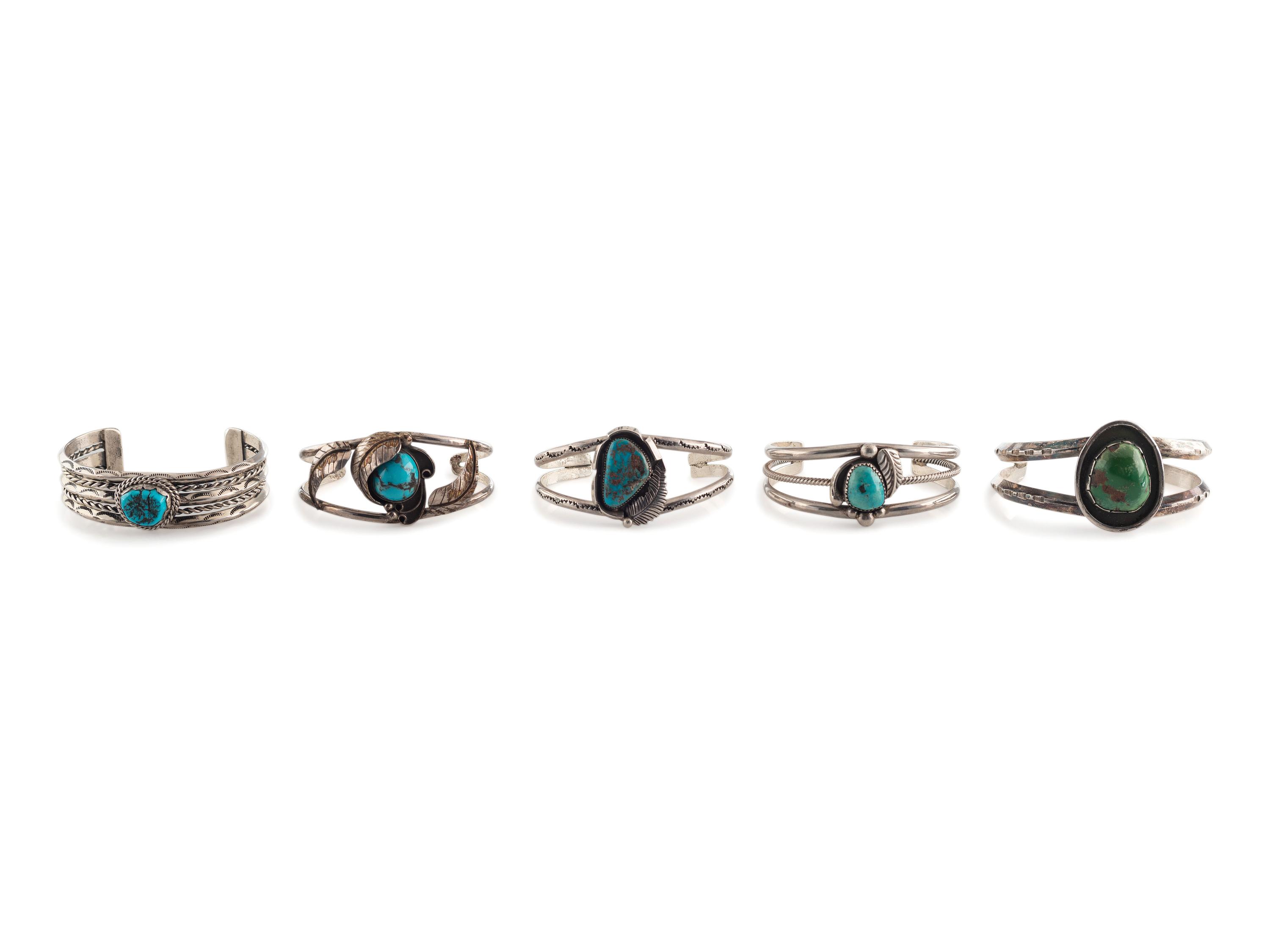 Navajo Silver and Turquoise Cuff Bracelets