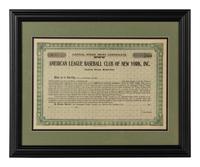 A 1915 New York Yankees Stock Certificate,