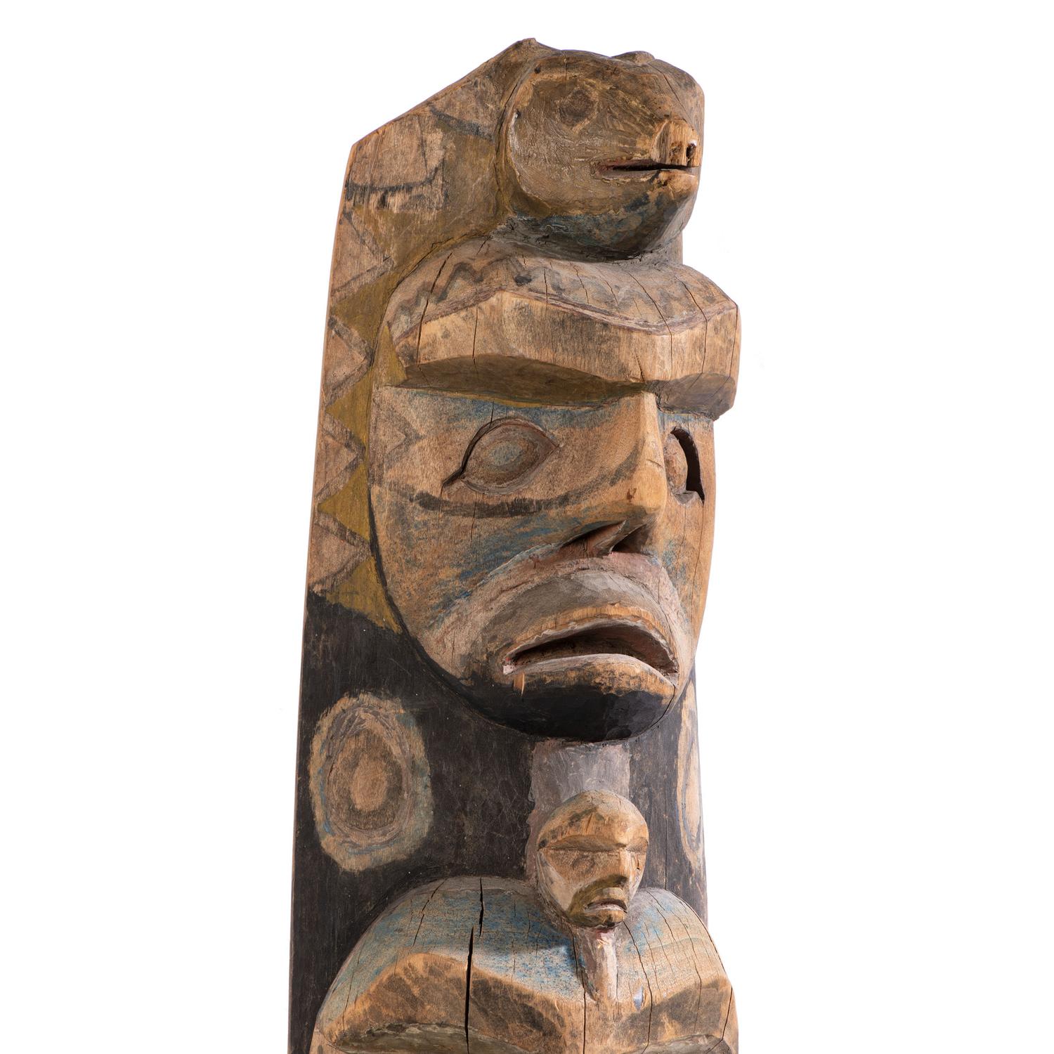 Nuu-chah-nulth Carved and Painted Wood Ancestral Pole