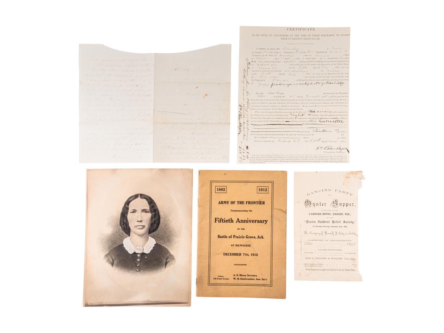 [LINCOLNIANA]. A group of 2 images, featuring CDV of Head Guard at Oak Ridge Cemetery. Jackson, Michigan: N.E. Allen, May 1865.