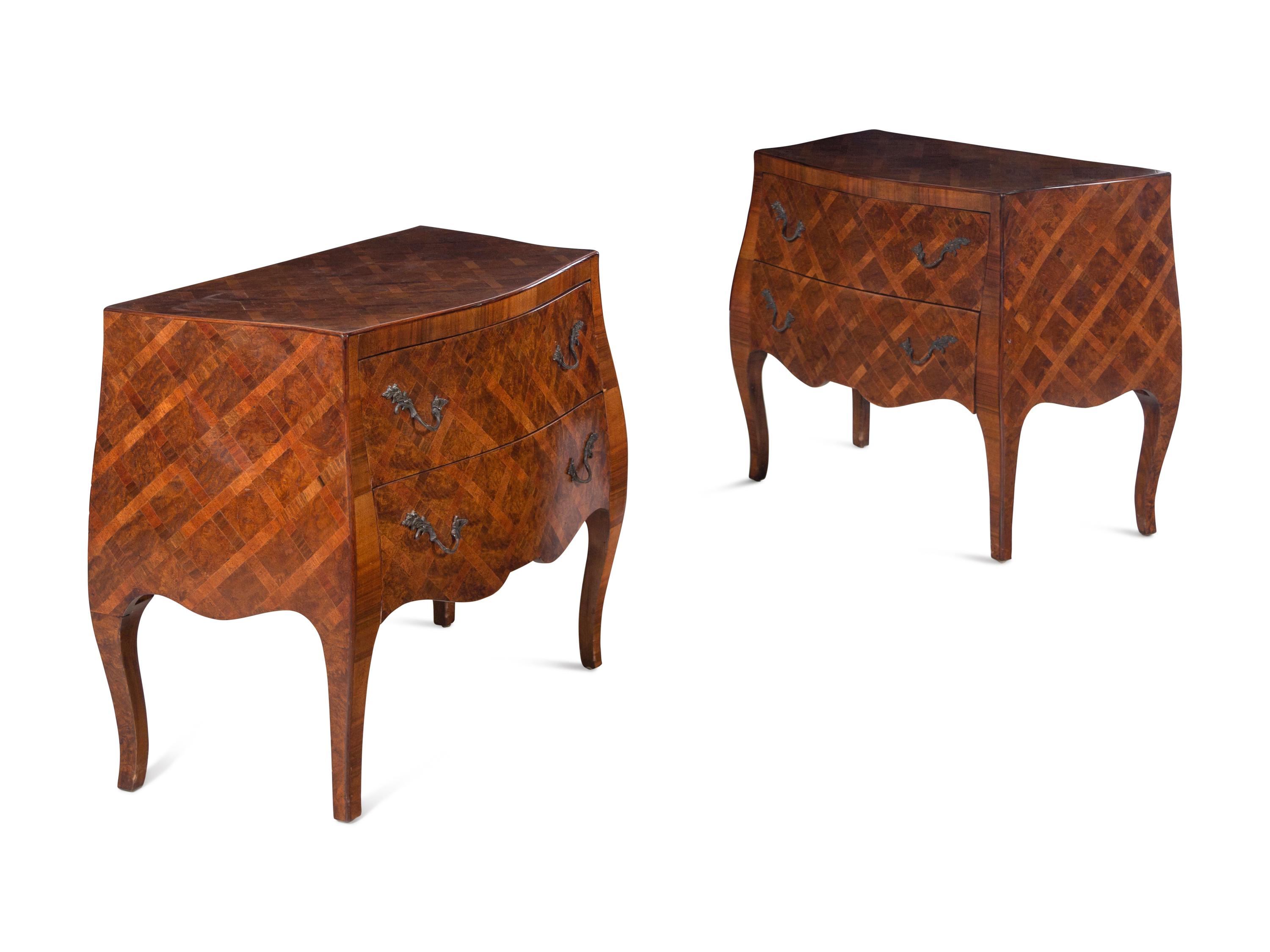 A Pair of Italian Parquetry Commodini