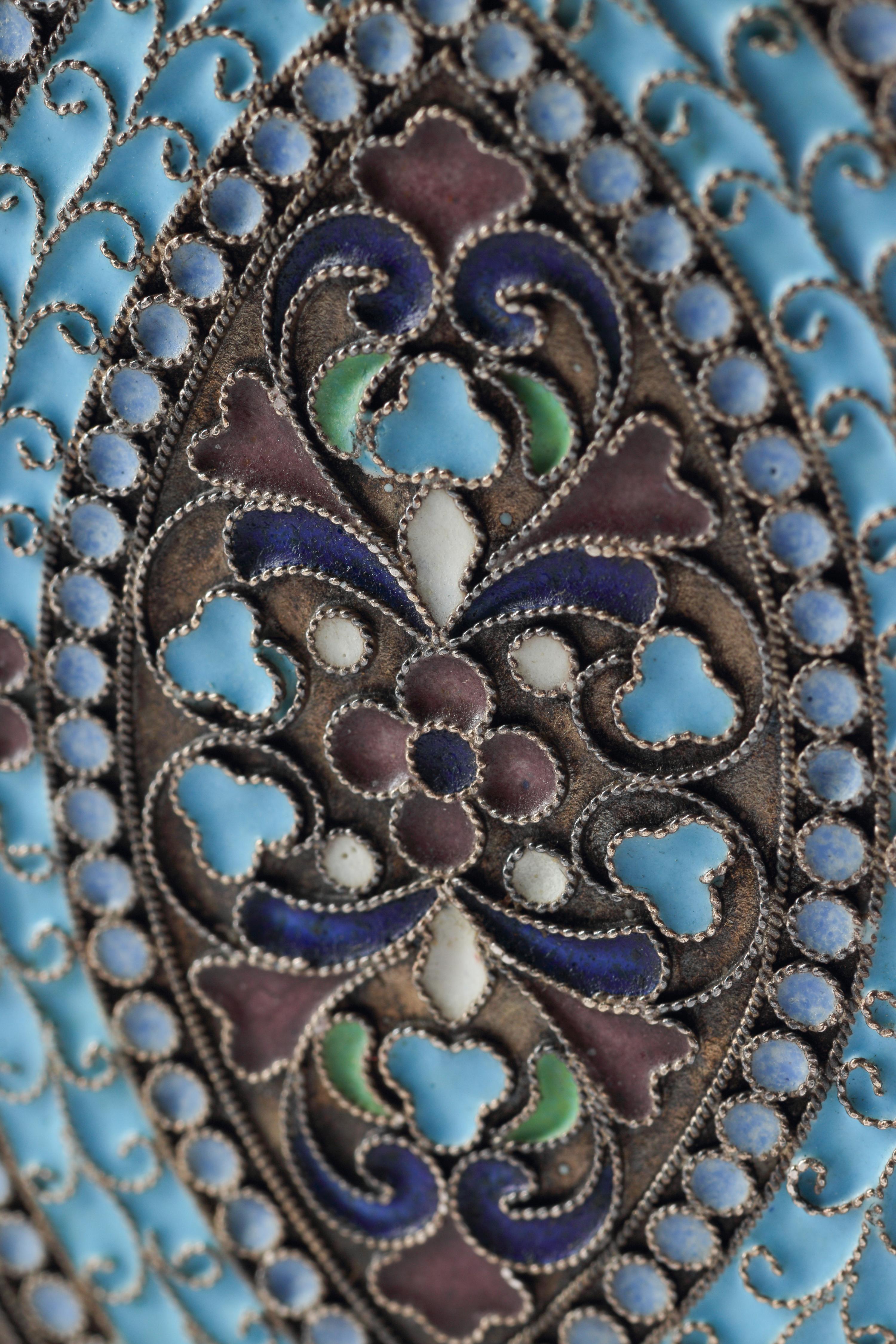 A Russian Silver and Enamel Cigarette Box